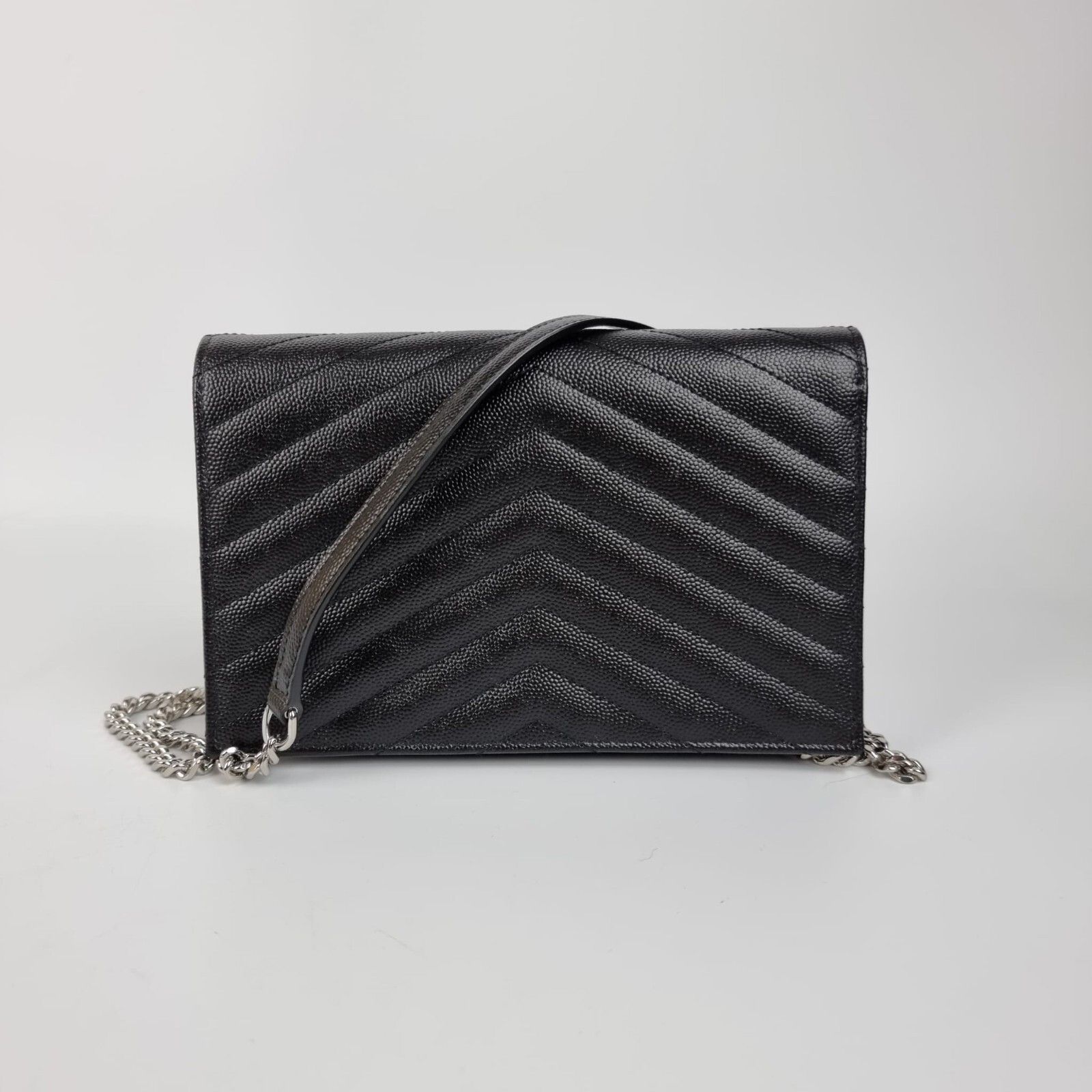 Saint Laurent Paris SAINT LAURENT Cassandre Envelope Black/Silver Grained Leathe Size ONE SIZE - 3 Thumbnail