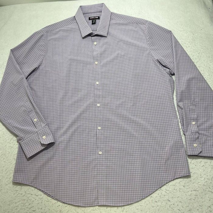 Kirkland Signature Kirkland Signature Button Up Shirt Purple Grid ...