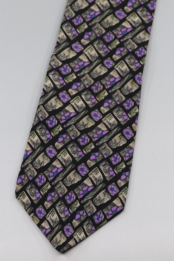 Other J. Garcia Snail Garden Silk Tie – Purple and Stone Print Size ONE SIZE - 1 Thumbnail