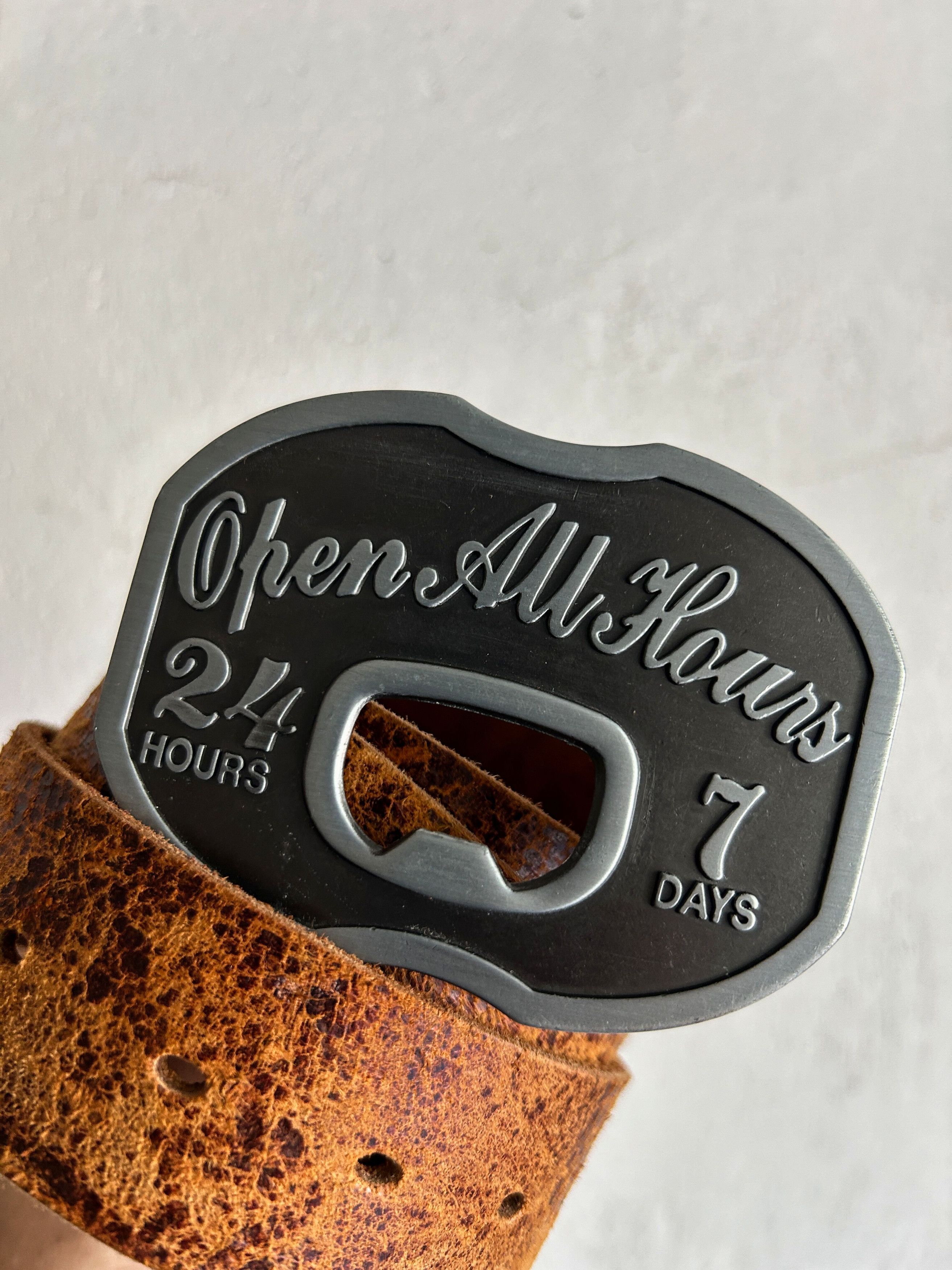 Other Vintage Humor Style Streetwear Open 24/7 Leather Belt Size ONE SIZE - 5 Thumbnail