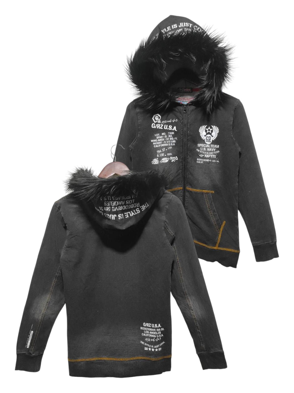 If Six Was Nine G-Rulez Black Wash Zipper Fur Hoodie i6w9 Lgb Style Size US XS / EU 42 / 0 - 1 Thumbnail