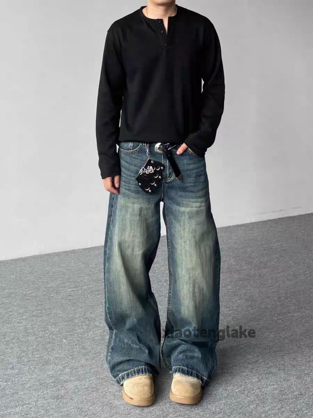 Jean Custom washed faded cleanfit yuppie y2k hiphop jeans Size US 36 / EU 52 - 3 Thumbnail
