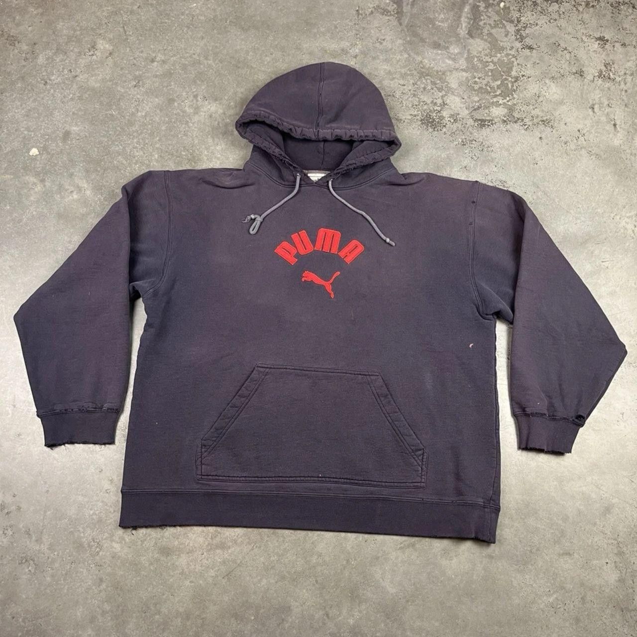 Puma True Vintage 90s Puma Two-Tone Hoodie Distressed Faded Size US L / EU 52-54 / 3 - 1 Thumbnail