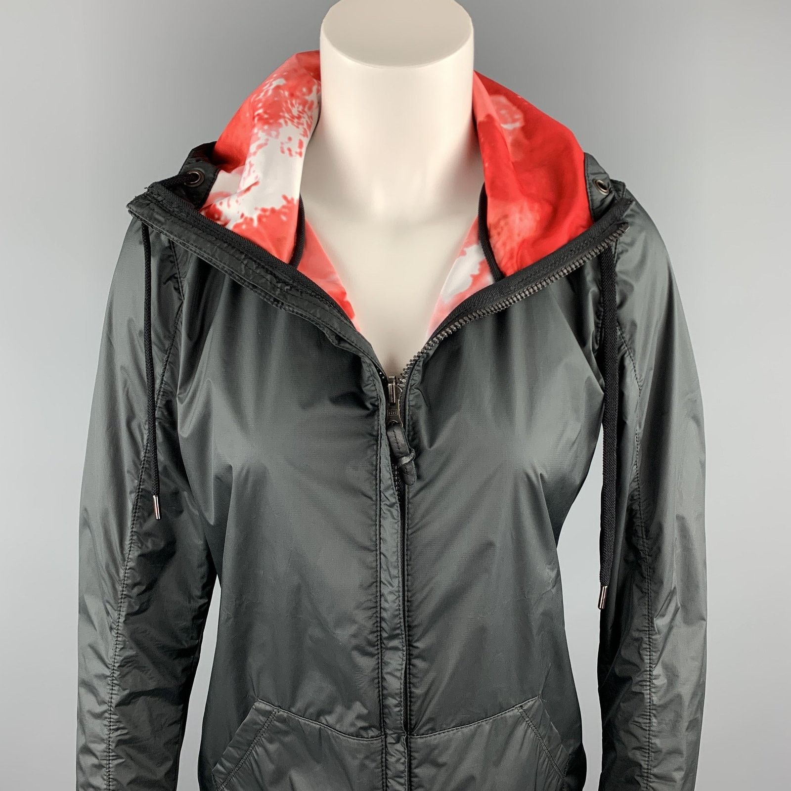 Other KRU Size 4 Black & Red Polyamide Reversible Hooded Jacket Size S / US 4 / IT 40 - 2 Thumbnail