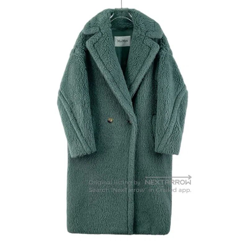 Max Mara Max Mara Green Teddy Alpaca Wool Collar Double Breasted Lo Size XS / US 0-2 / IT 36-38 - 1 Thumbnail