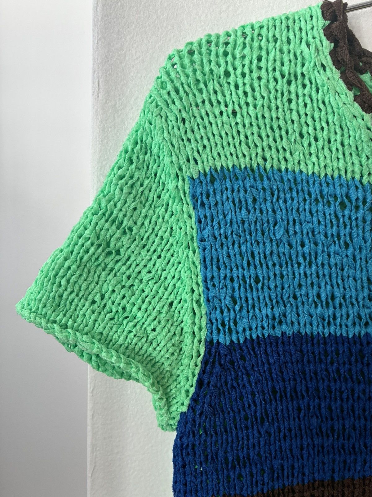 Pleats Please Issey Miyake Pleats Pleats Striped Crotchet Knit Short Sleeve Top Size M / US 6-8 / IT 42-44 - 5 Thumbnail