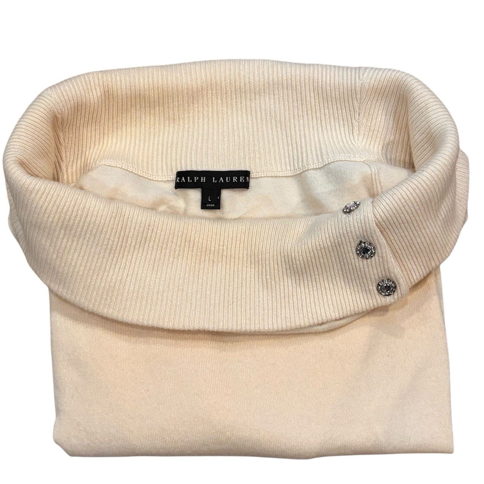 Ralph Lauren Black Label Ralph Lauren Black Label Cream Cashmere Cowl Neck Large* Size S / US 4 / IT 40 - 2 Thumbnail