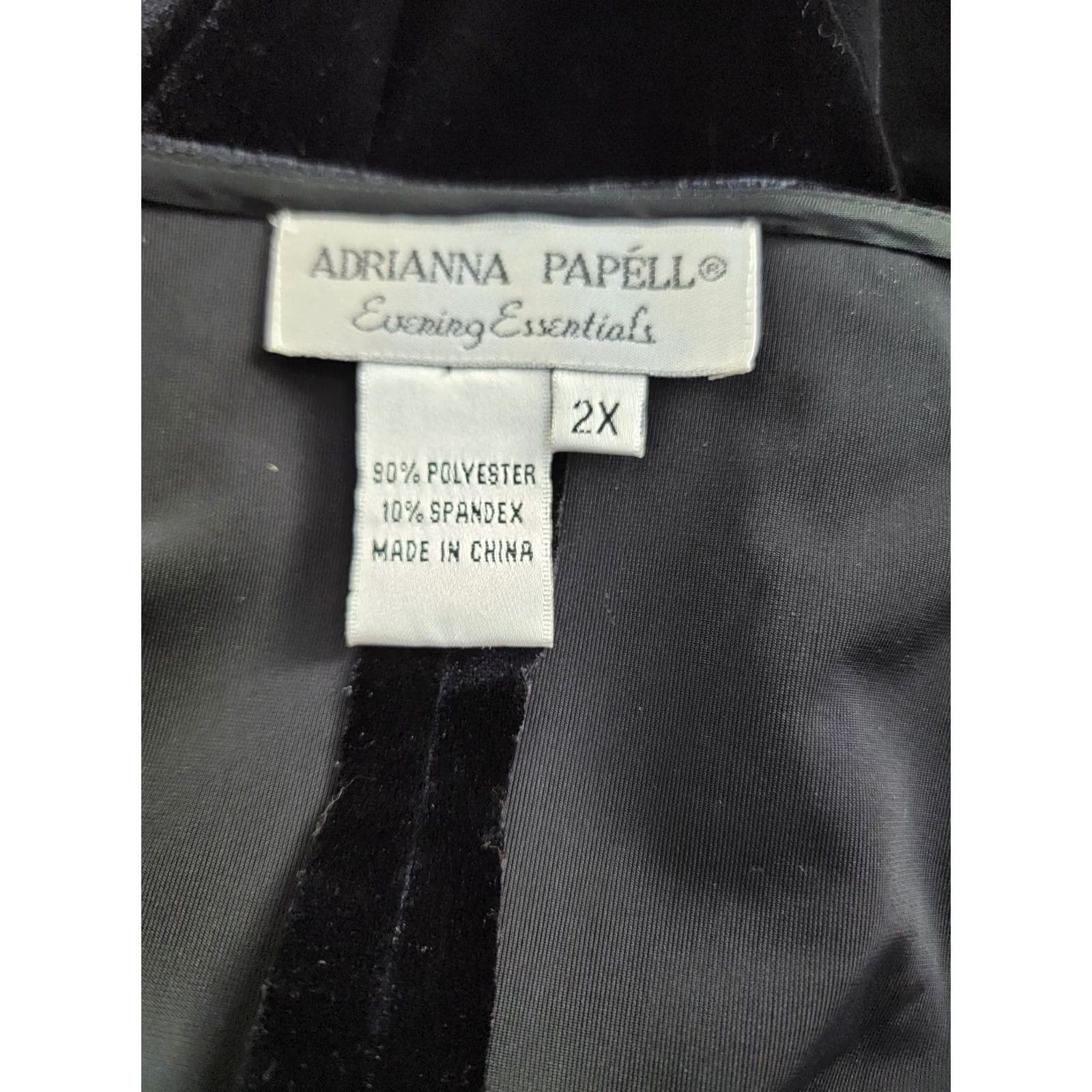 Adrianna Papell Adrianna Papell Evening Essentials Blouse Women 2X Black Velvet Sequin V-Neck 3/4 Sleeve Size XXL / US 16-18 / IT 52-54 - 3 Thumbnail
