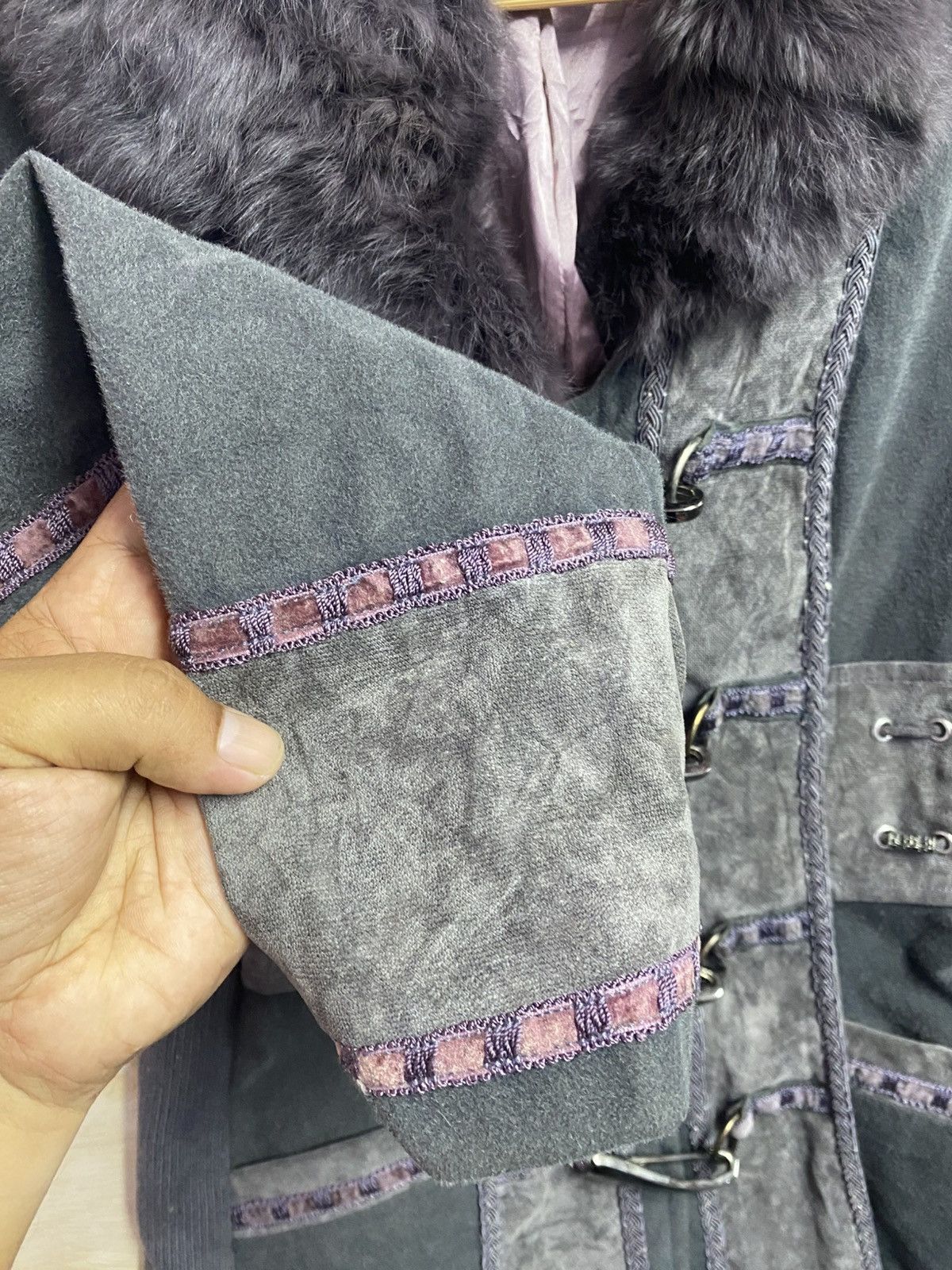 14th Addiction Ozz Angelo Fur and Metal Decoration Punk Jacket racoon Size ONE SIZE - 5 Thumbnail