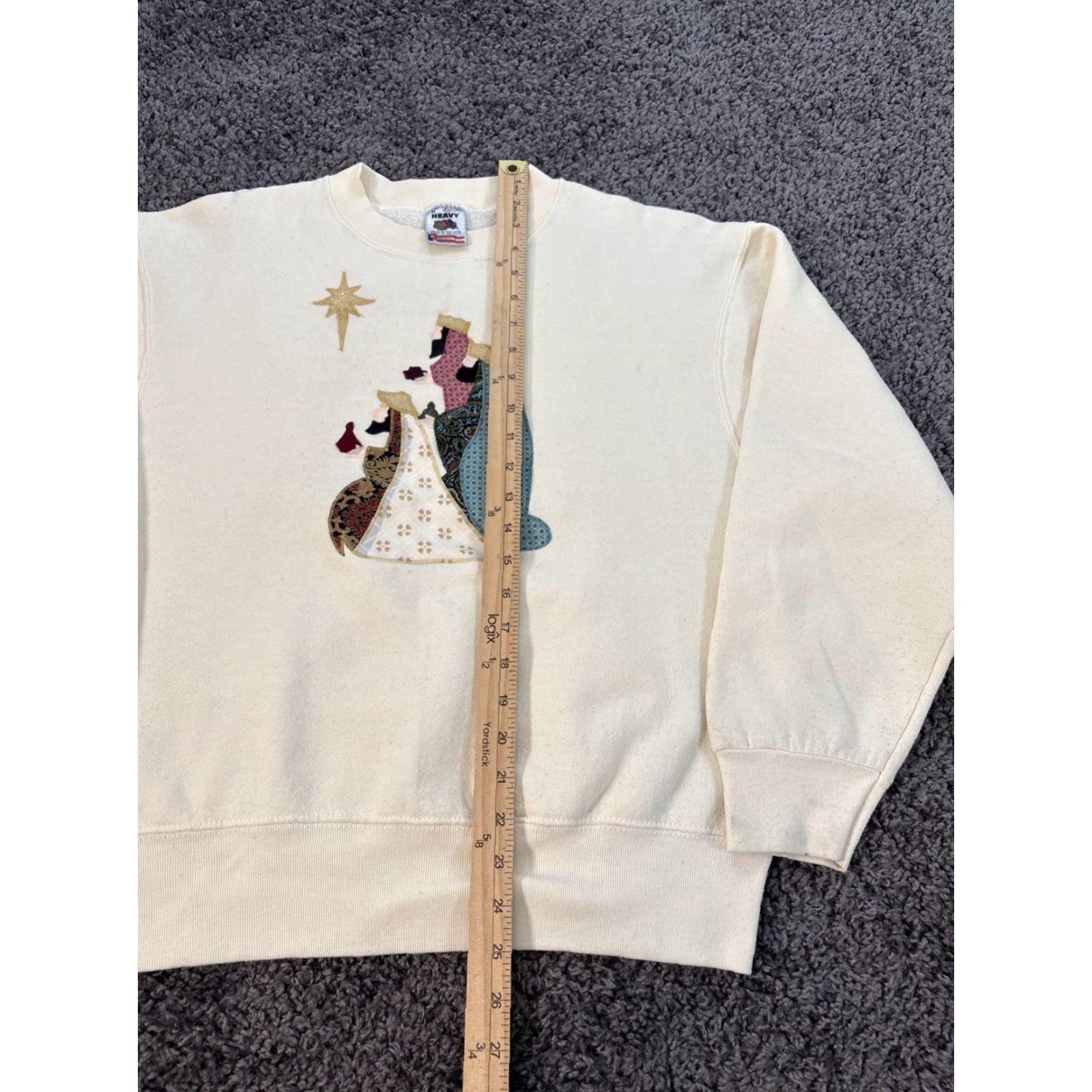 Fruit Of The Loom VINTAGE Fruit Of The Loom Sweatshirt Mens M White Star Jerusalem 3 Wise Men Pullover Sweatshirt Size US M / EU 48-50 / 2 - 2 Thumbnail