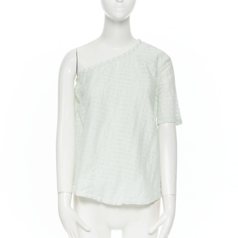 Rosie Assoulin new ROSIE ASSOULIN pastel green striped rusched draped back one shoulder top XS Size XS / US 0-2 / IT 36-38 - 1 Thumbnail