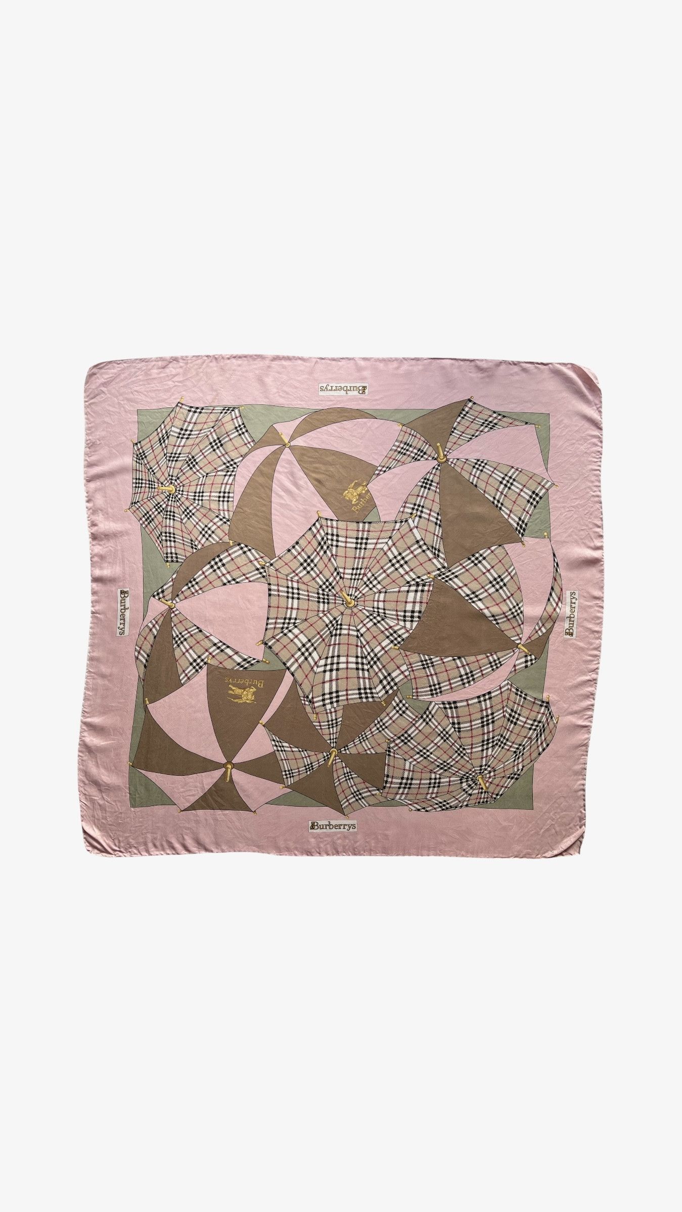 Burberry Vintage 80s Burberry Nova Check Umbrella Print Silk Scarf Size ONE SIZE - 1 Thumbnail