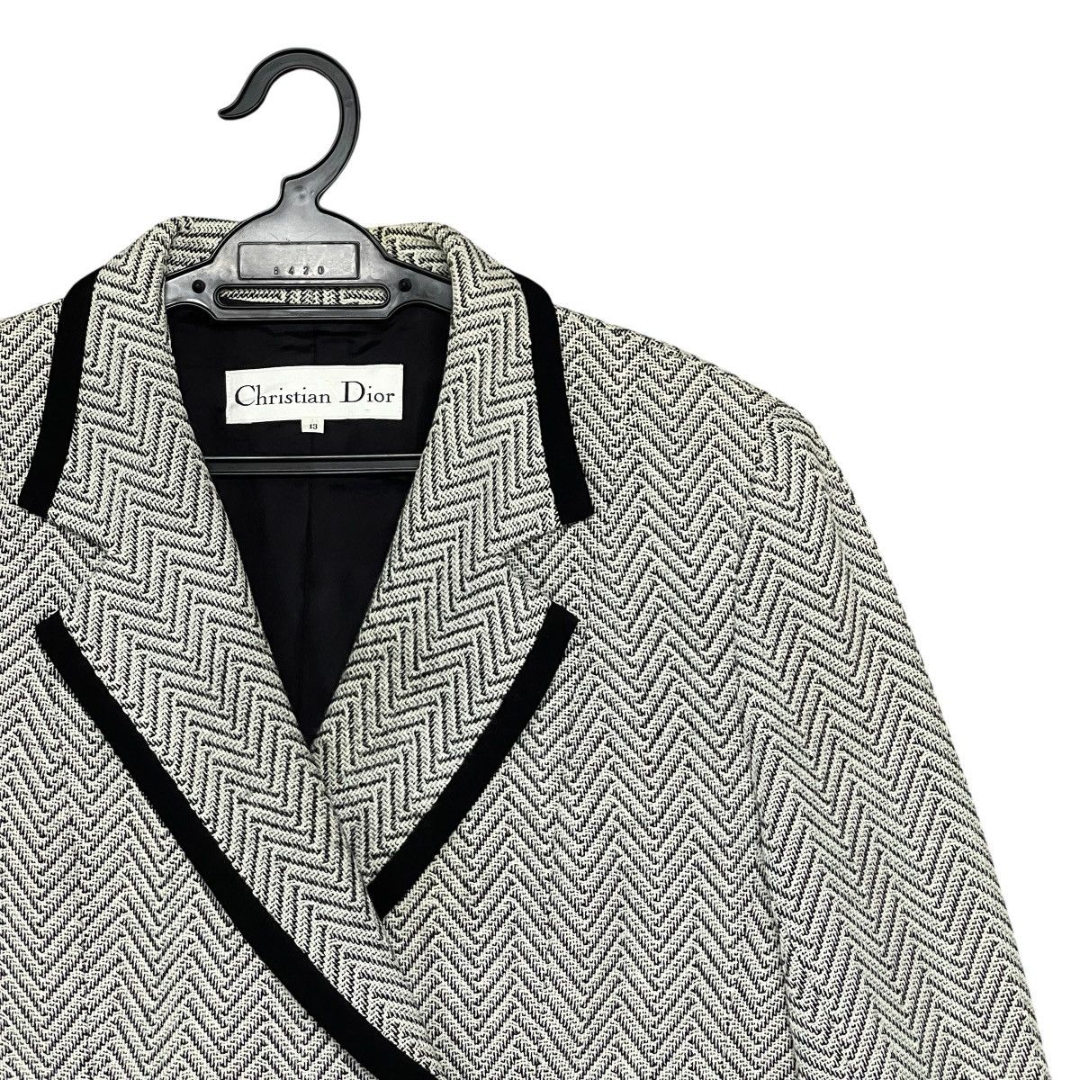Dior Archive Vintage 90s Christian Dior Herringbone Wool Blazer Size M / US 6-8 / IT 42-44 - 2 Thumbnail