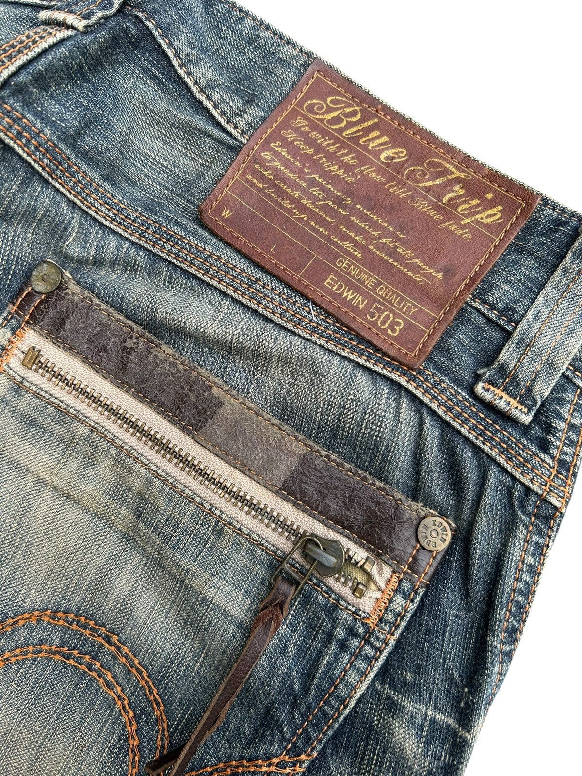 Edwin Vintage Edwin Navajo Japanese Brand Distressed Denim Jeans Size US 34 / EU 50 - 16 Thumbnail