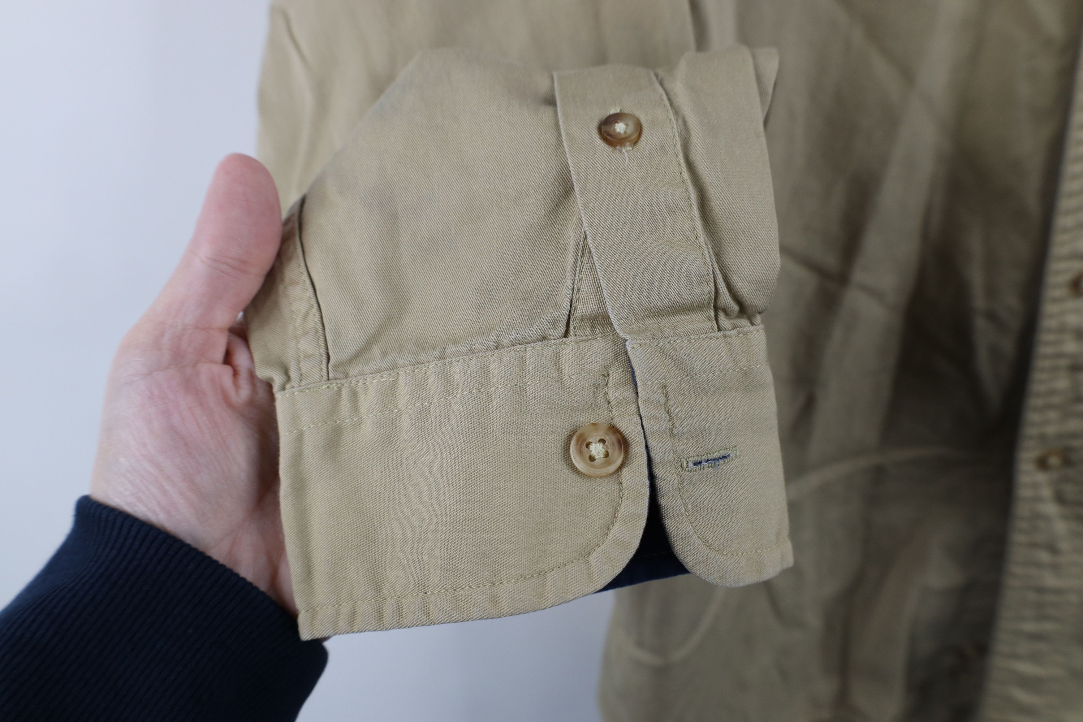 Helly Hansen × Vintage Vintage 90s Helly Hansen Spell Collared Button Shirt Beige Size US M / EU 48-50 / 2 - 9 Thumbnail