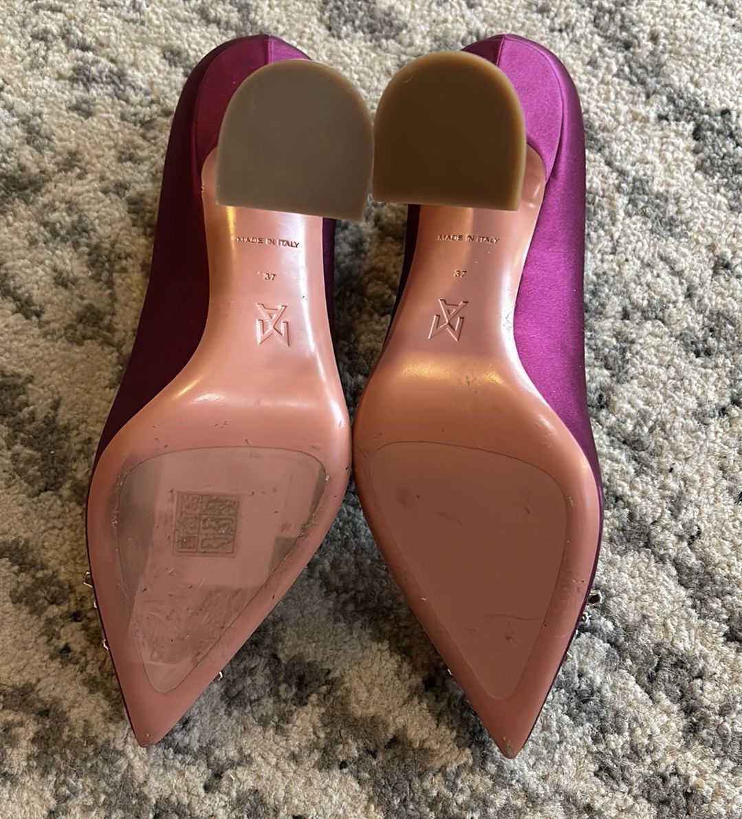 Amina Muaddi Amina Muaddi Begum Brooch Pointed Toe Satin Pumps size 37 Size US 7 / IT 37 - 7 Thumbnail