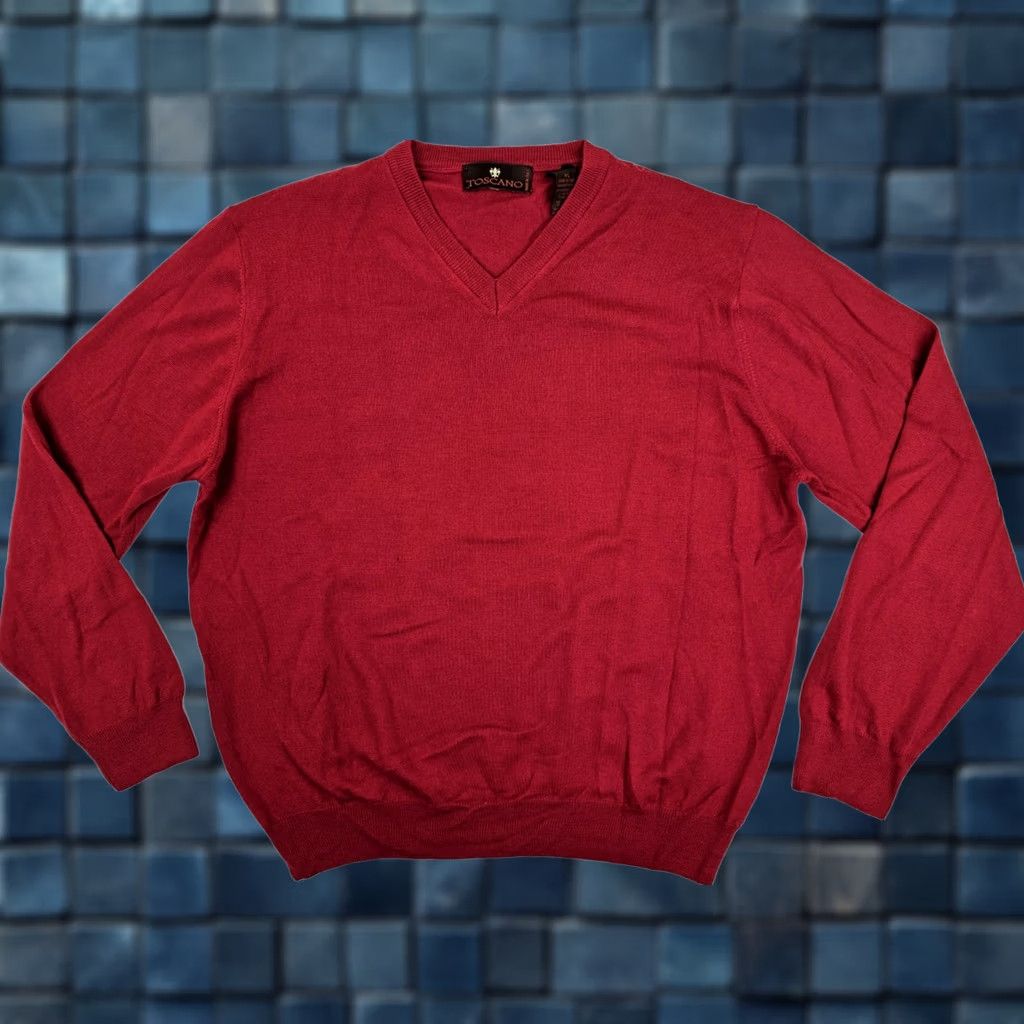 Vintage Toscano 100% Merino Wool V-Neck Pullover Sweater Men XL Burgundy Wine Italy Shirt Pullover Men XL Burgundy 100% Merino Wool Italy Size US XL / EU 56 / 4 - 1 Thumbnail