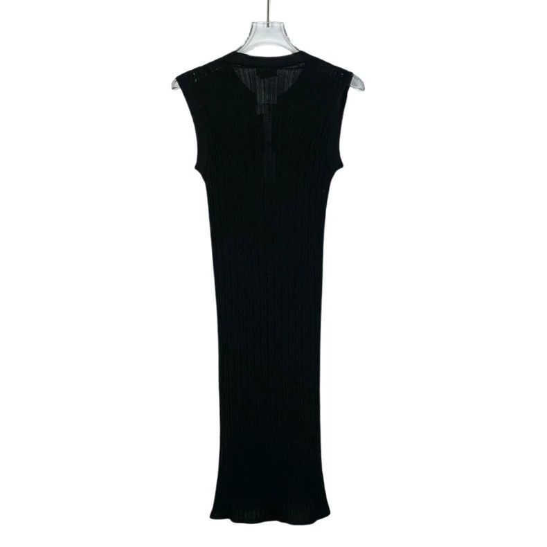 Chanel Chanel Sleeveless Black Silk Dress with Logo -2505 Size 35" - 2 Thumbnail