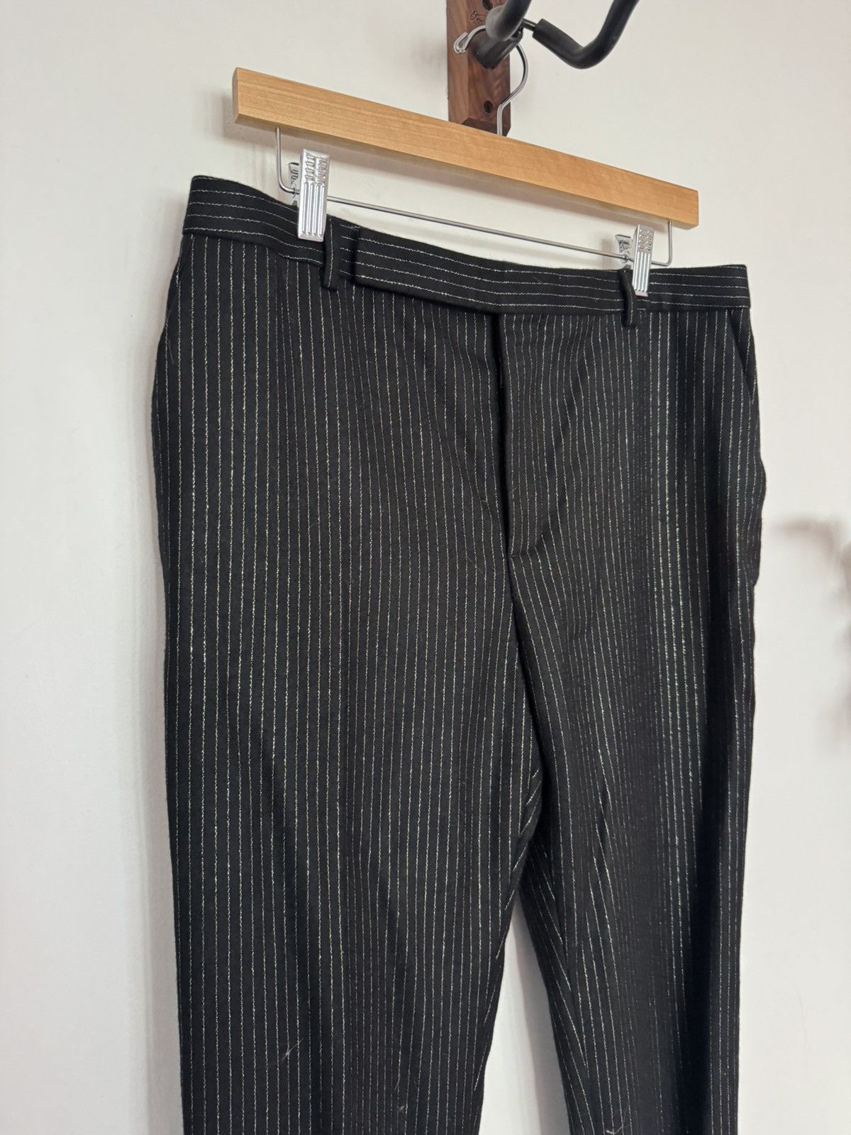 Saint Laurent Paris Gold Pinstripe Lurex Trousers Size US 32 / EU 48 - 2 Thumbnail