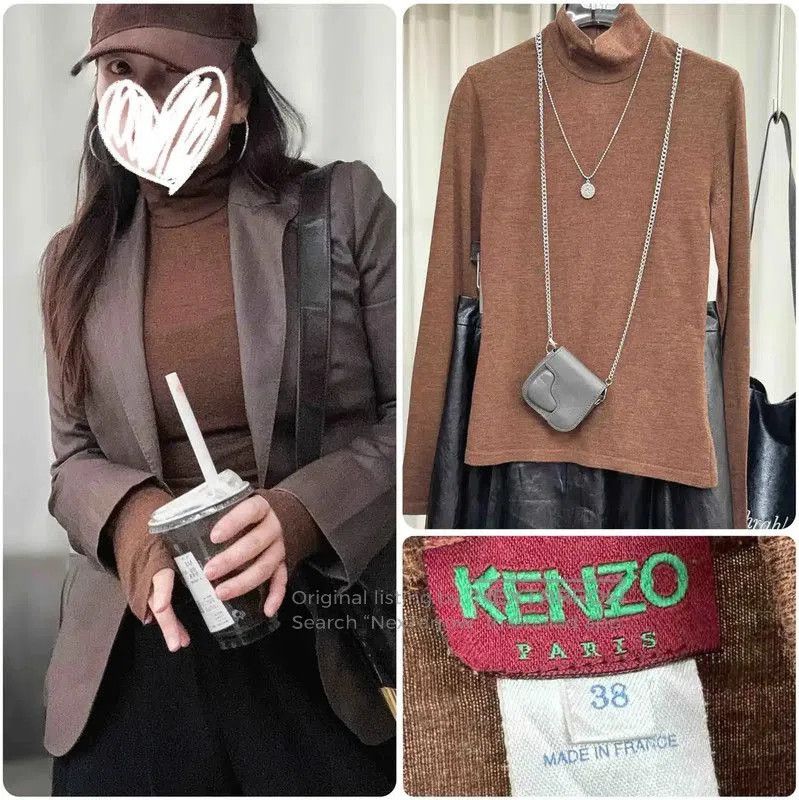 Kenzo KENZO Brown Wool Turtleneck Sweater for Women . Size S / US 4 / IT 40 - 1 Thumbnail