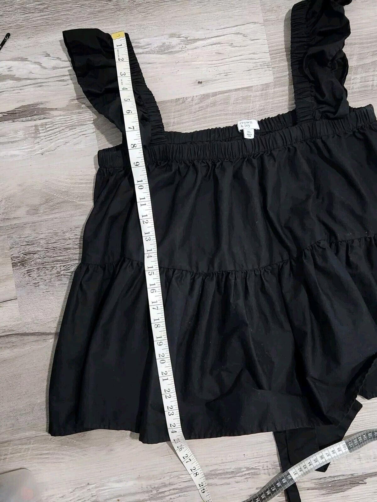 Designer Crown And Ivy Tank Top Extra Large Black Tiered Ruffled Size XL / US 12-14 / IT 48-50 - 6 Thumbnail