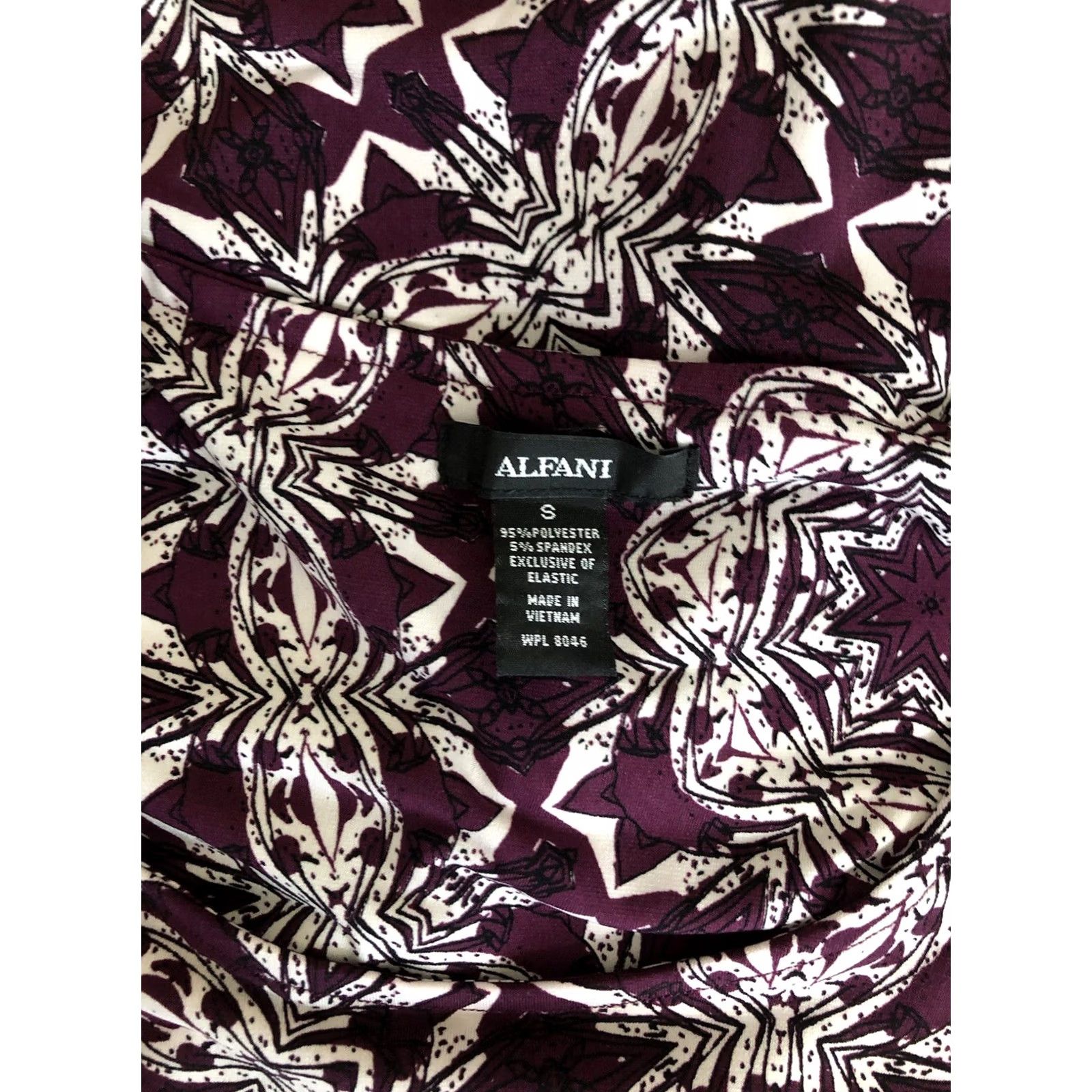 Alfani Alfani Blouse Womens S Purple Top Geometric Abstract Ruched sleeve Tribal Boho Size S / US 4 / IT 40 - 4 Thumbnail