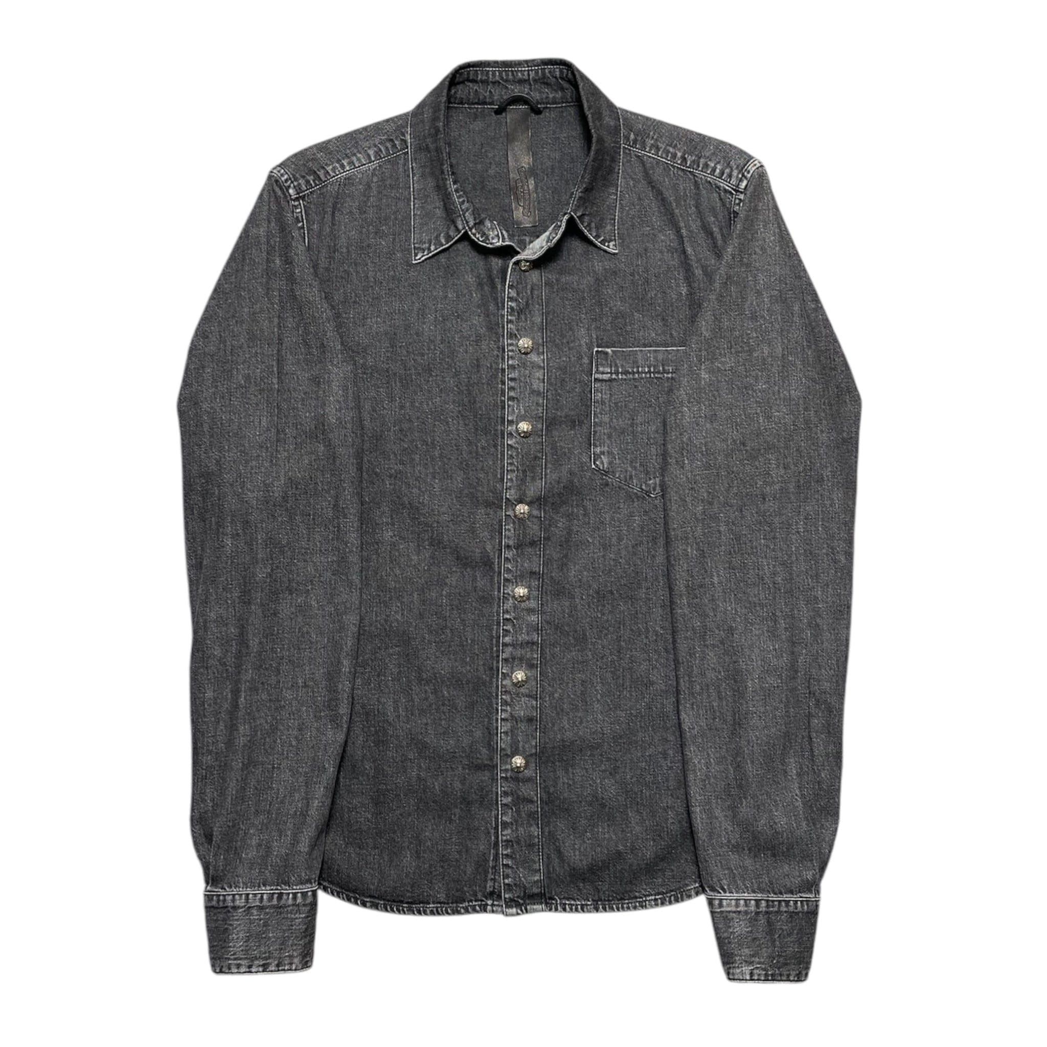 Chrome Hearts mahal kita White Leather Cross Patch Button up