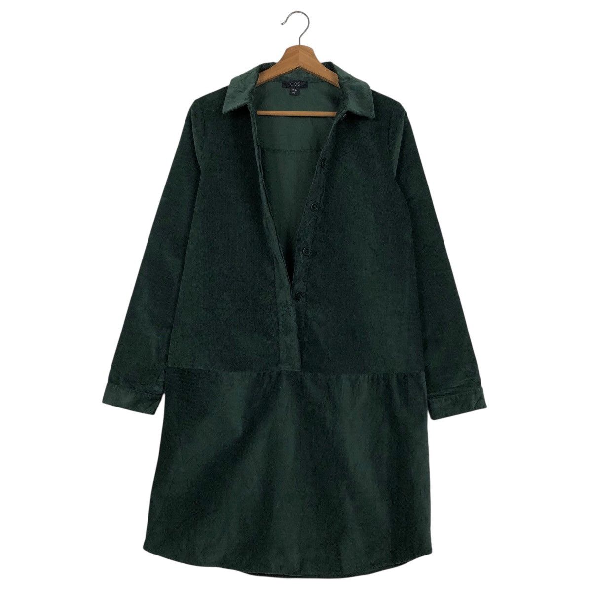 cos green corduroy dress Forest Green Warm Cotton Corduroy Fit and Flare Maxi Dress 58