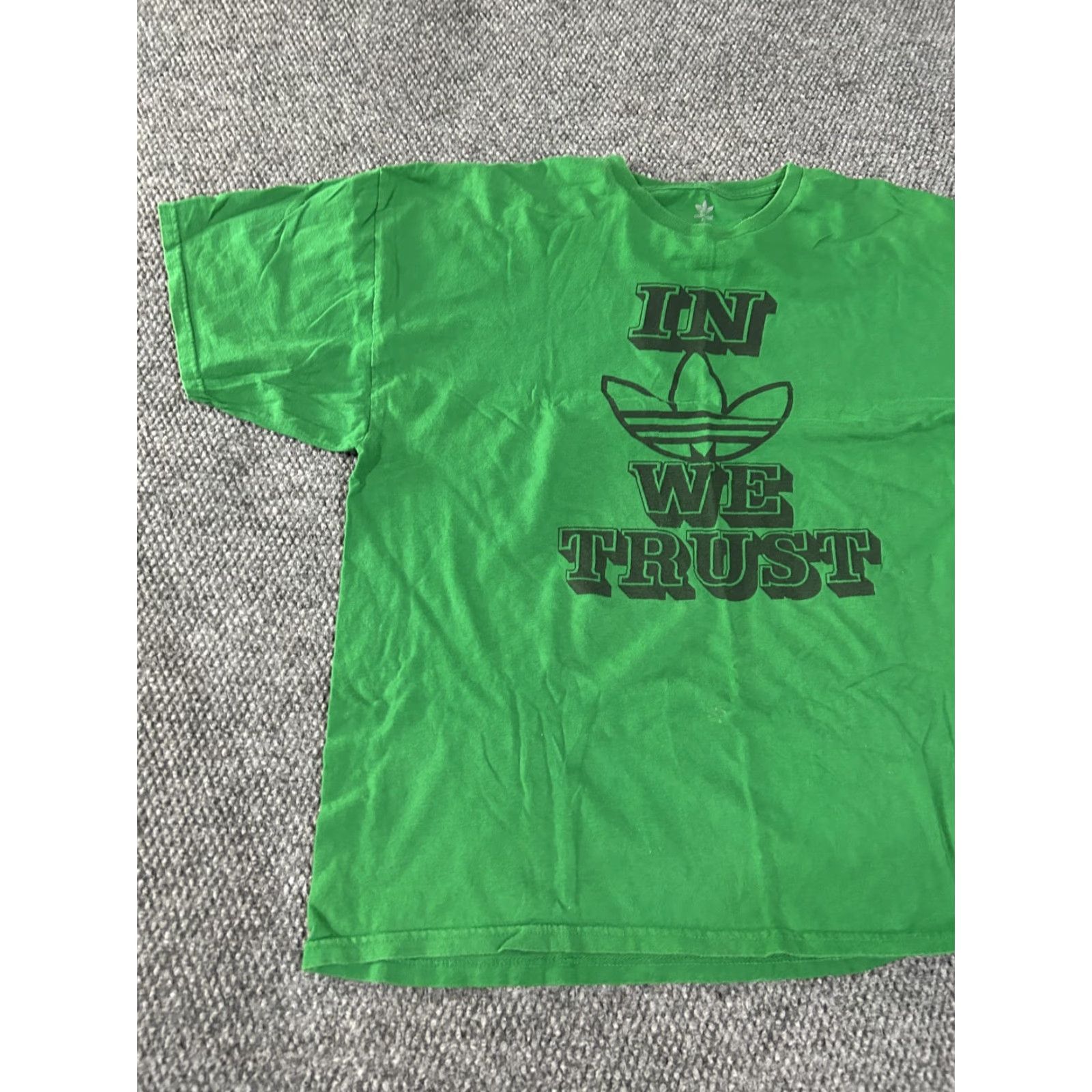 Adidas Adidas Originals Shirt Mens 2XL Green Trefoil In We Trust Graphic Tee Cotton Size US XXL / EU 58 / 5 - 2 Thumbnail