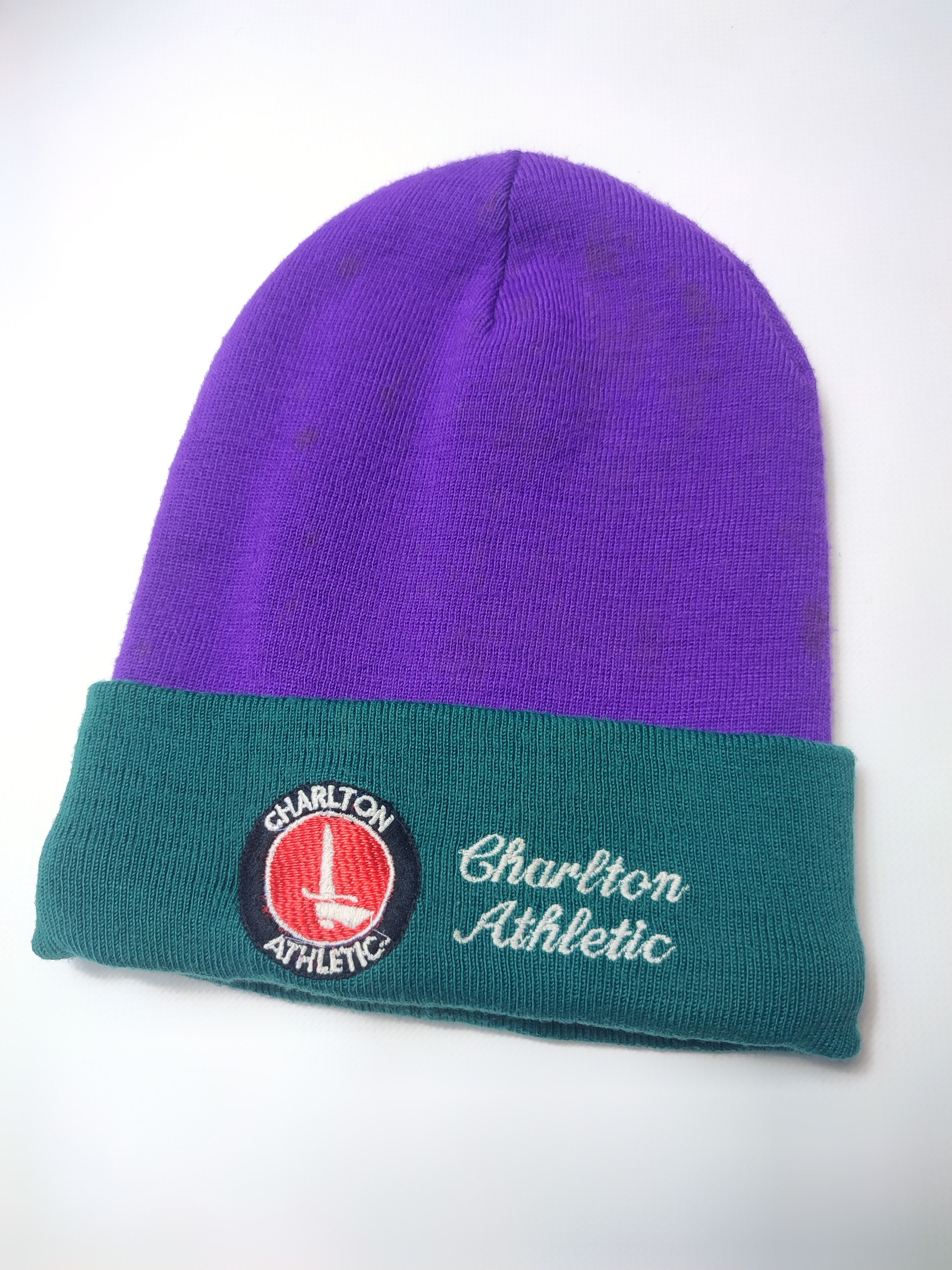 Vintage Charlton Athletic Purple Green Cuff Knit Beanie Vintage Size ONE SIZE - 1 Thumbnail