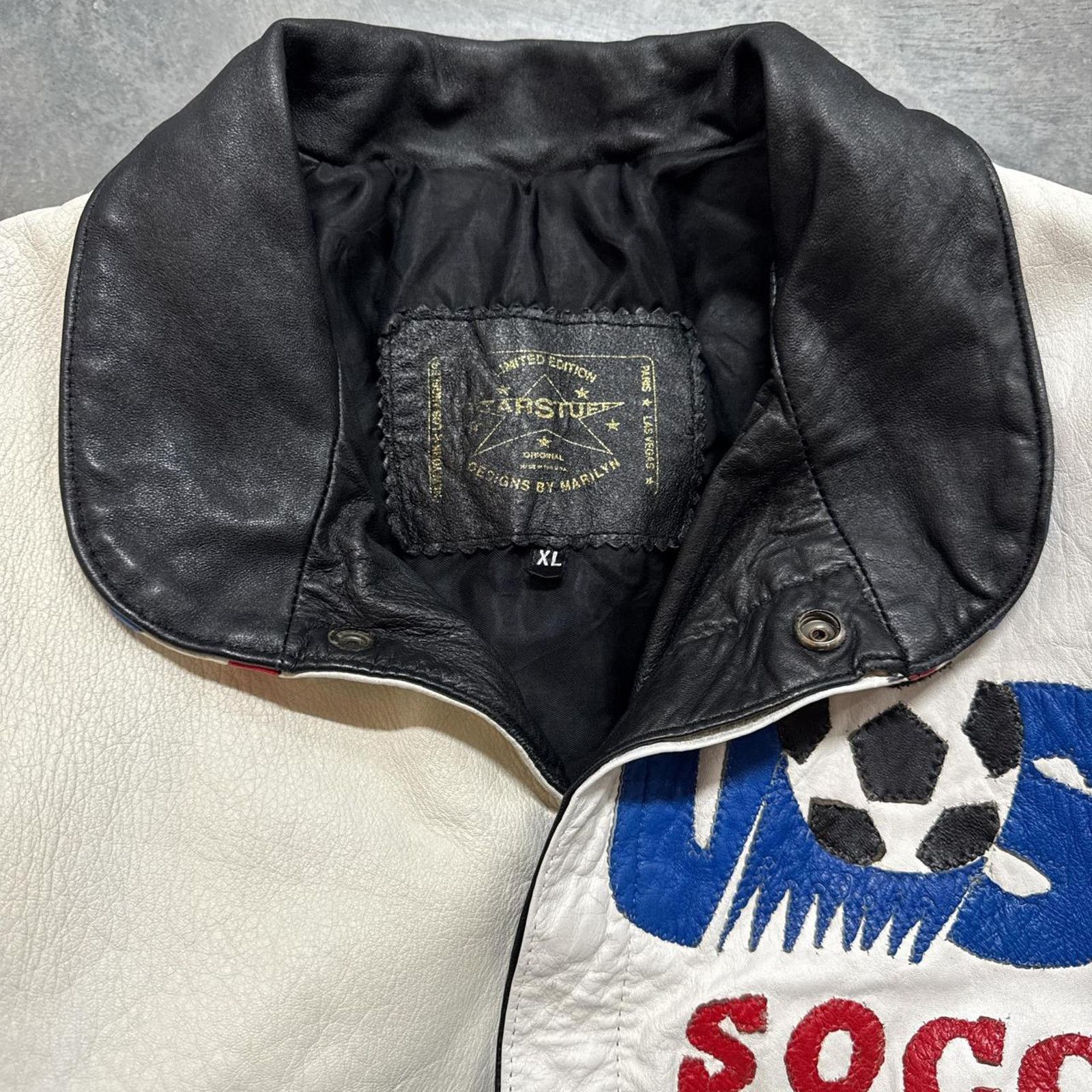 Vintage Vintage 1994 FIFA World Cup Soccer USA Flag Leather Jacket Size US M / EU 48-50 / 2 - 4 Thumbnail