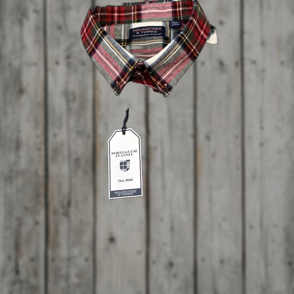 Roundtree & Yorke Roundtree & Yorke Portuguese Flannel Shirt Mens 3XLT Soft Blue Plaid Casual Button-Up 100% Cotton Size US XXL / EU 58 / 5 - 1 Thumbnail