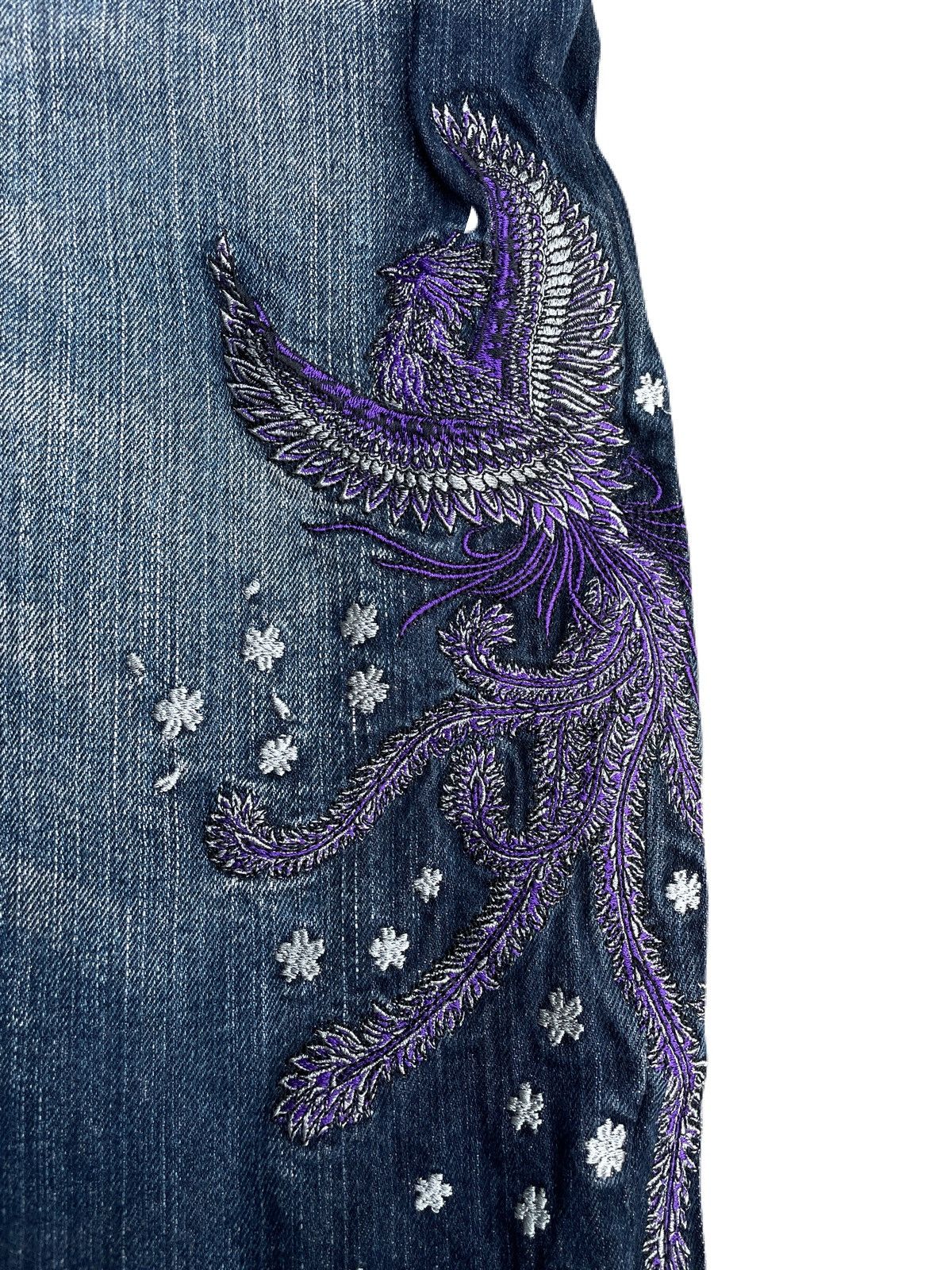 If Six Was Nine 2000s Japanese Wabori Yakuza Embroidery Denim Jorts Size US 31 - 7 Thumbnail