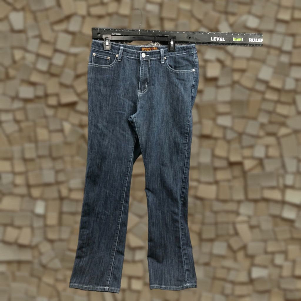Vintage Sky Jeans Womens Size 14 Dark Wash Blue Denim 5-Pocket Straight Regular Rise Belt Loops 32in Inseam Size 36" / US 14 / IT 50 - 1 Thumbnail