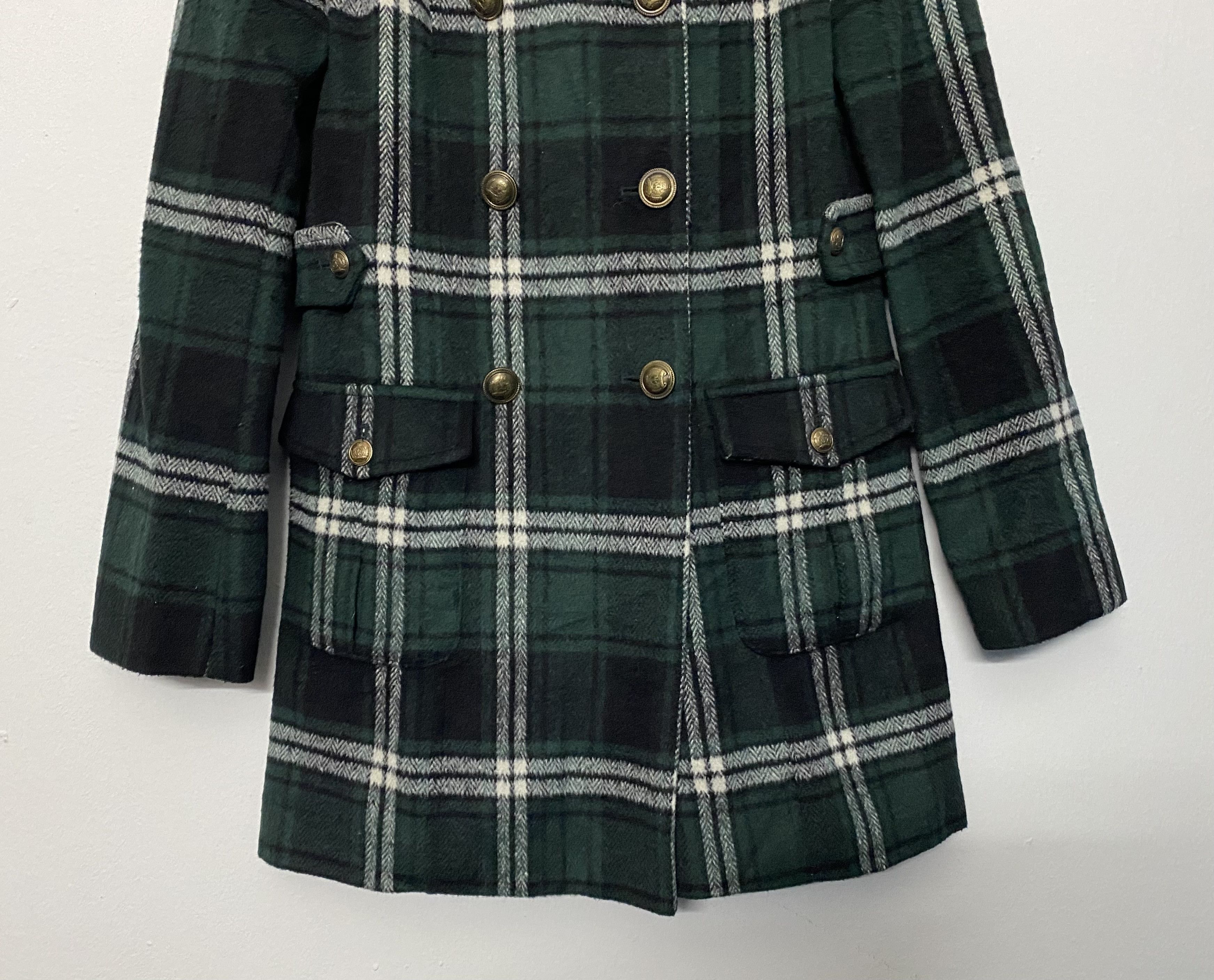 Takeo Kikuchi TK MIXPICE Green Check Tartan Wool Blend Jacket Coat Size M / US 6-8 / IT 42-44 - 4 Thumbnail