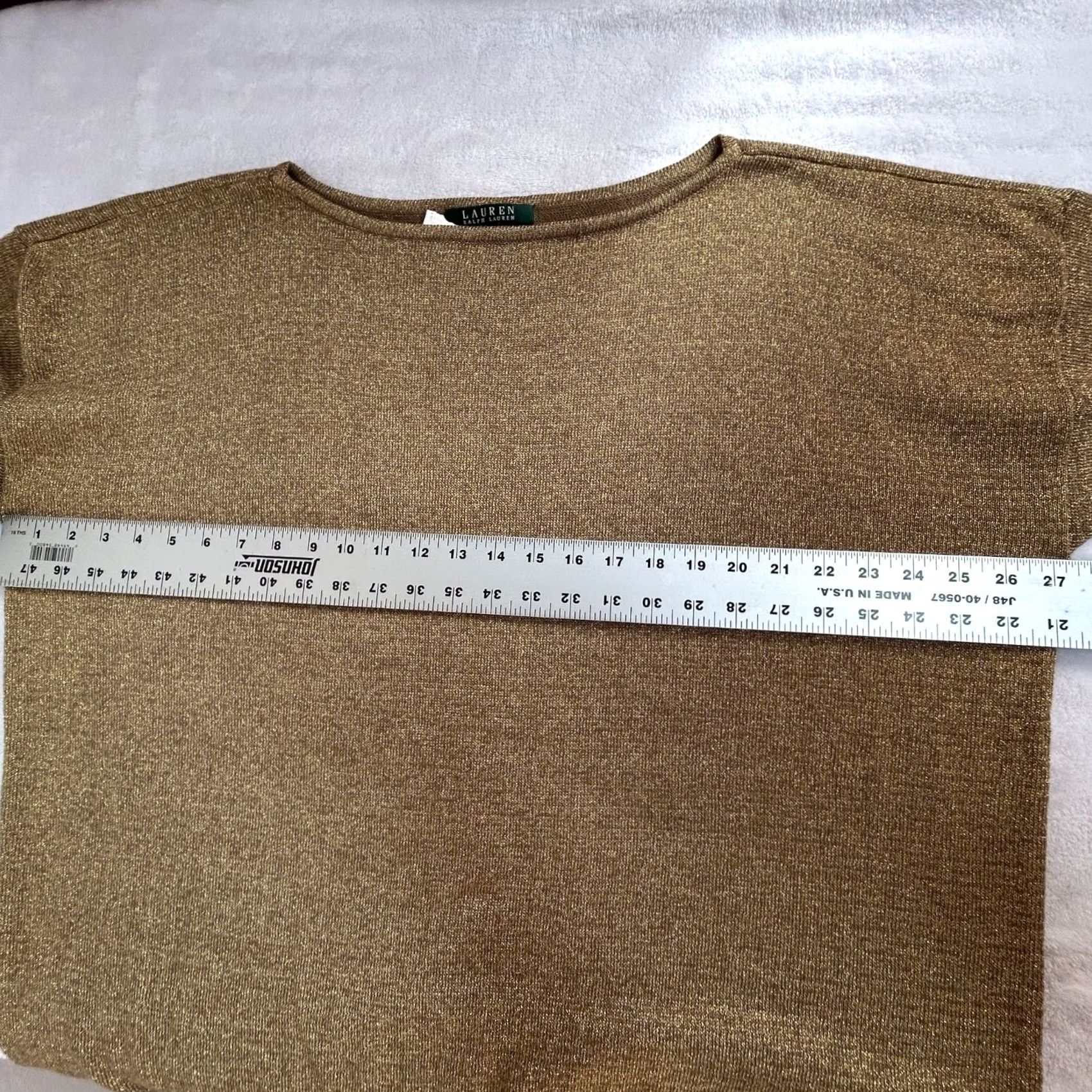 Ralph Lauren Lauren Ralph Lauren Women Gold Metallic Sweater Tunic 2X Pullover 3/4 Sleeve New Size XXL / US 16-18 / IT 52-54 - 6 Thumbnail