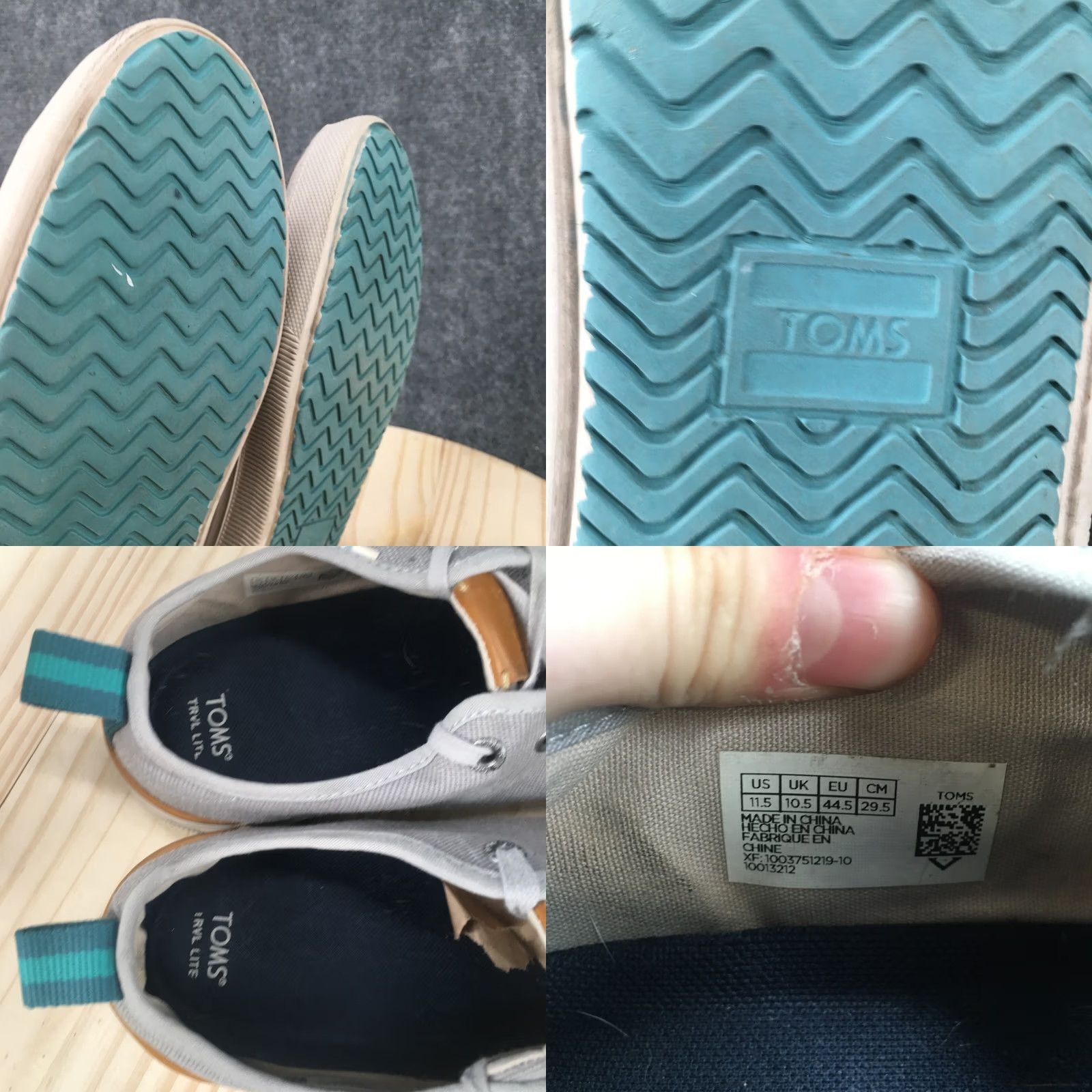 Toms Toms Shoes Mens 11.5 Trvl Lite Low Top Sneakers Lace Up Gray Canvas Shoes Velcro? Size US L / EU 52-54 / 3 - 9 Thumbnail