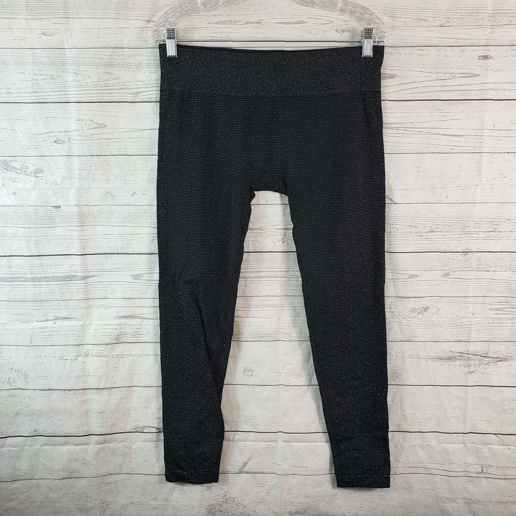 Athleta Athleta Leggings Sz Medium Black Silver Striped Mid Rise Womens Pants INSEAM 25 in Size 32" / US 10 / IT 46 - 2 Thumbnail
