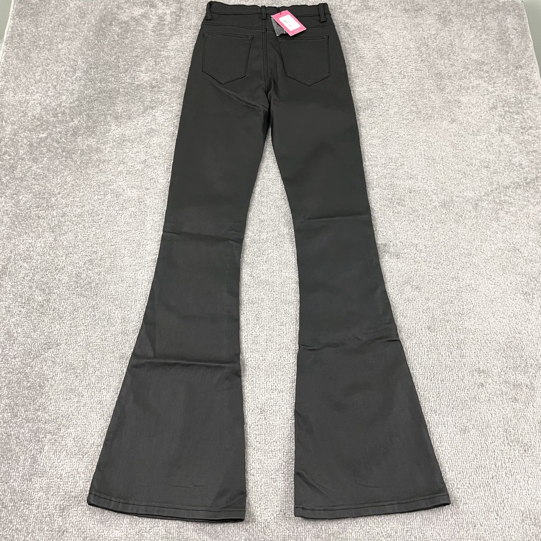 Vintage Edikted Luna Jeans Womens Small 34" Black Faux Leather Flare Stretch Goth NEW Size 28" / US 6 / IT 42 - 7 Thumbnail