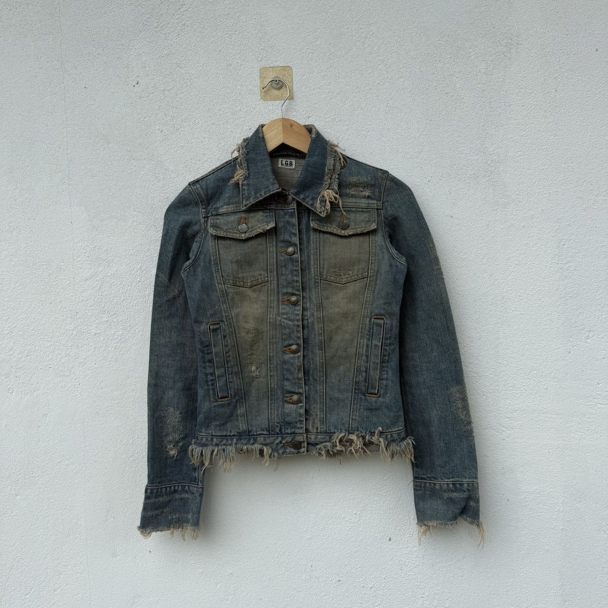 Le Grande Bleu (L.G.B.) Vintage Disteress LGB Le Grande Blue Punk Denim Jacket Size XS / US 0-2 / IT 36-38 - 1 Thumbnail