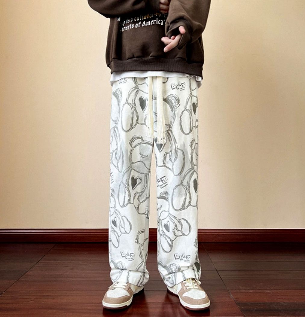 Designer × Japanese Brand × Vintage Punk Rock Abstract Bear Print Wide Leg Pants Rave Unique Size US 31 - 4 Thumbnail