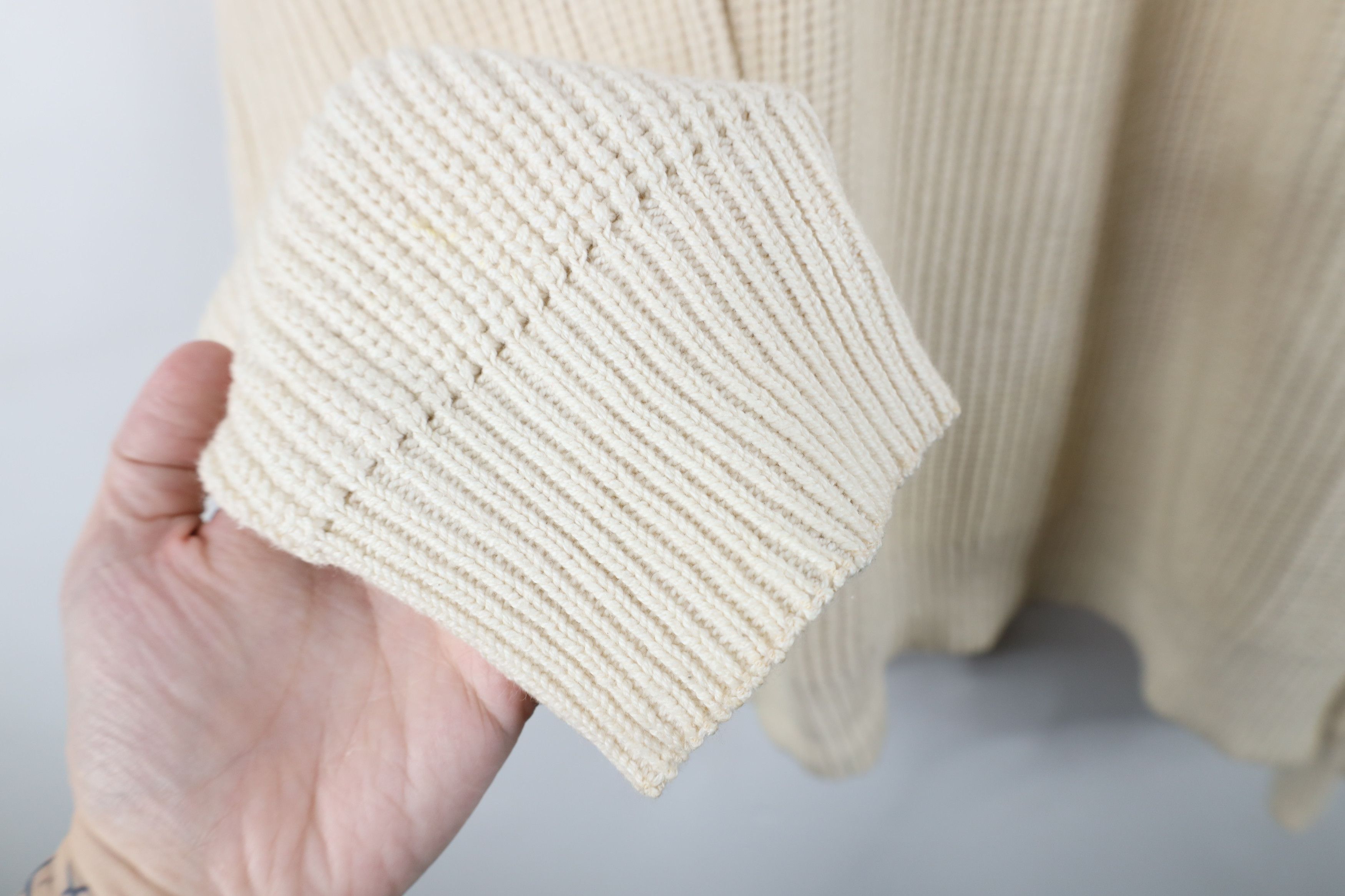 Vintage Vintage 80s 90s Streetwear Ribbed Knit Sweater Cream USA Size US XL / EU 56 / 4 - 8 Thumbnail