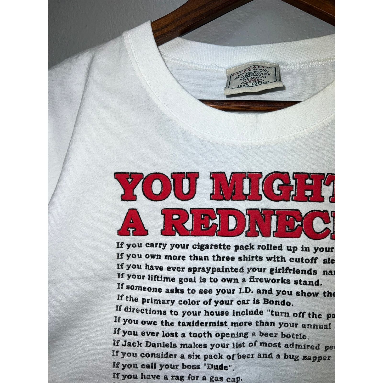 Vintage Womens Vintage You Might Be A Redneck Shirt Tee Crop Top 90s Size L / US 10 / IT 46 - 2 Thumbnail