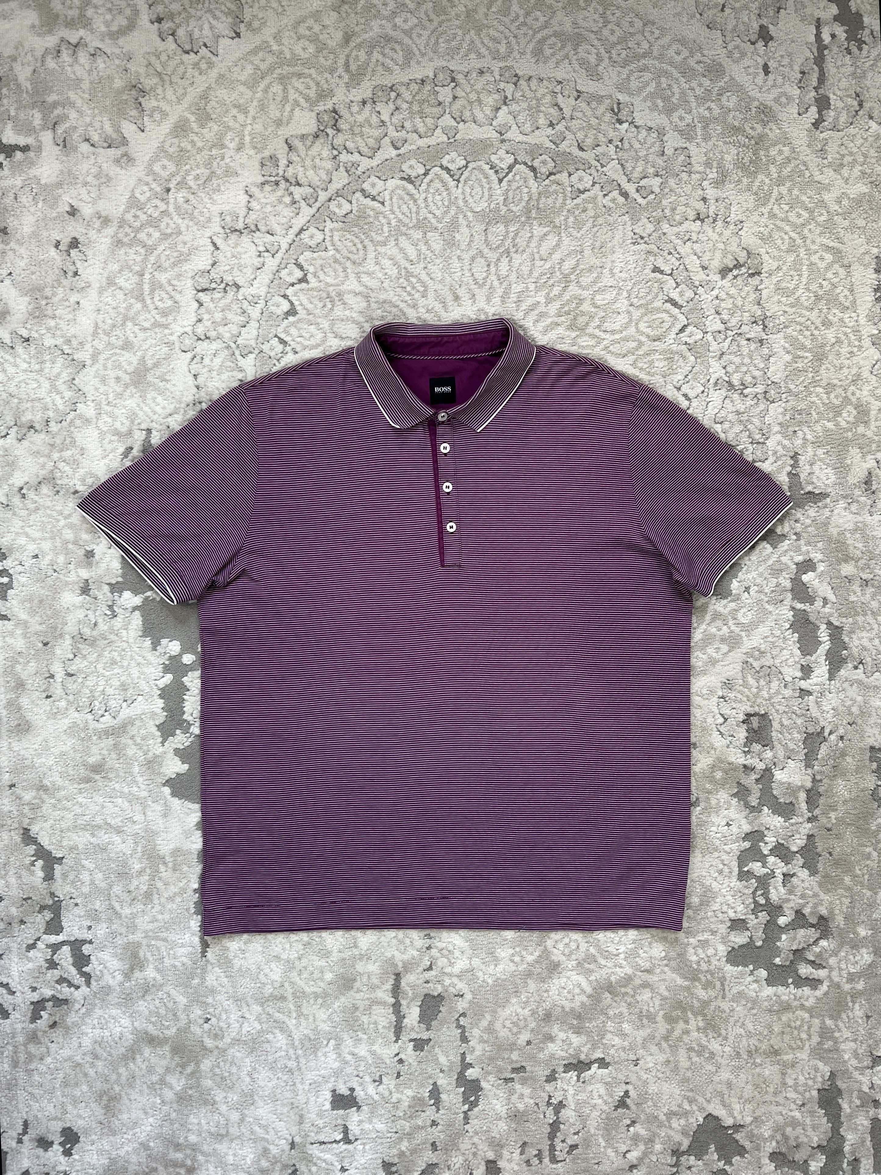 Hugo Boss Hugo Boss Purple Micro-Striped Polo Shirt – Size L Size US L / EU 52-54 / 3 - 1 Thumbnail