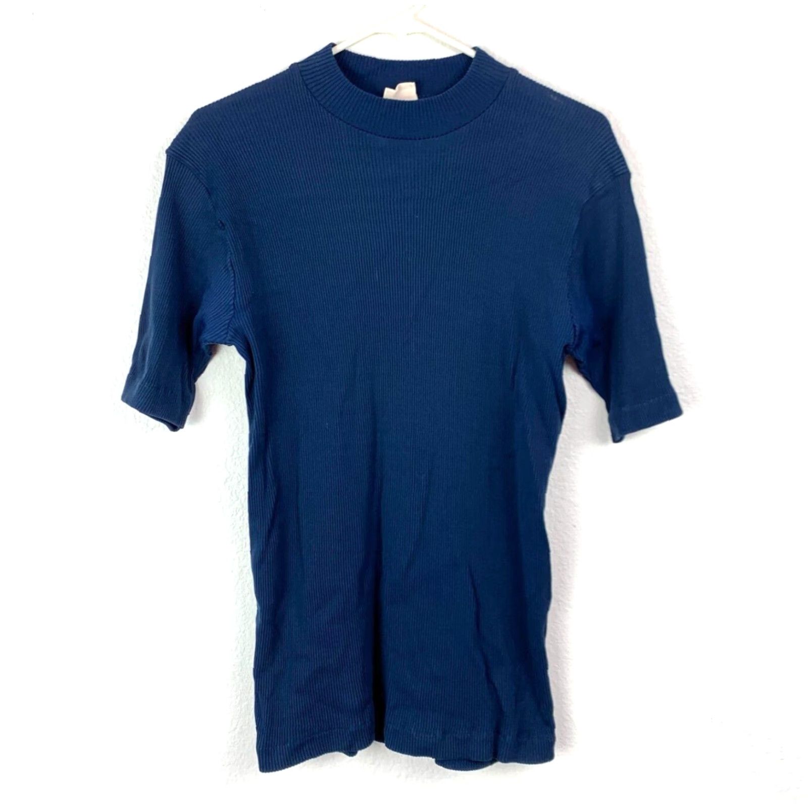 Vintage Vintage Munsingwear Blue 60s Ribbed Dupont Nylon Tee T-Shirt Large Short Sleeve Shirt Mens Size US L / EU 52-54 / 3 - 2 Thumbnail