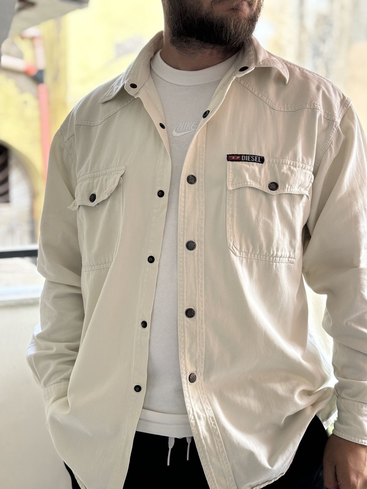 Diesel Vintage Diesel Workwear Shirt Cream White Y2K 90s Overshirt Size US L / EU 52-54 / 3 - 1 Thumbnail