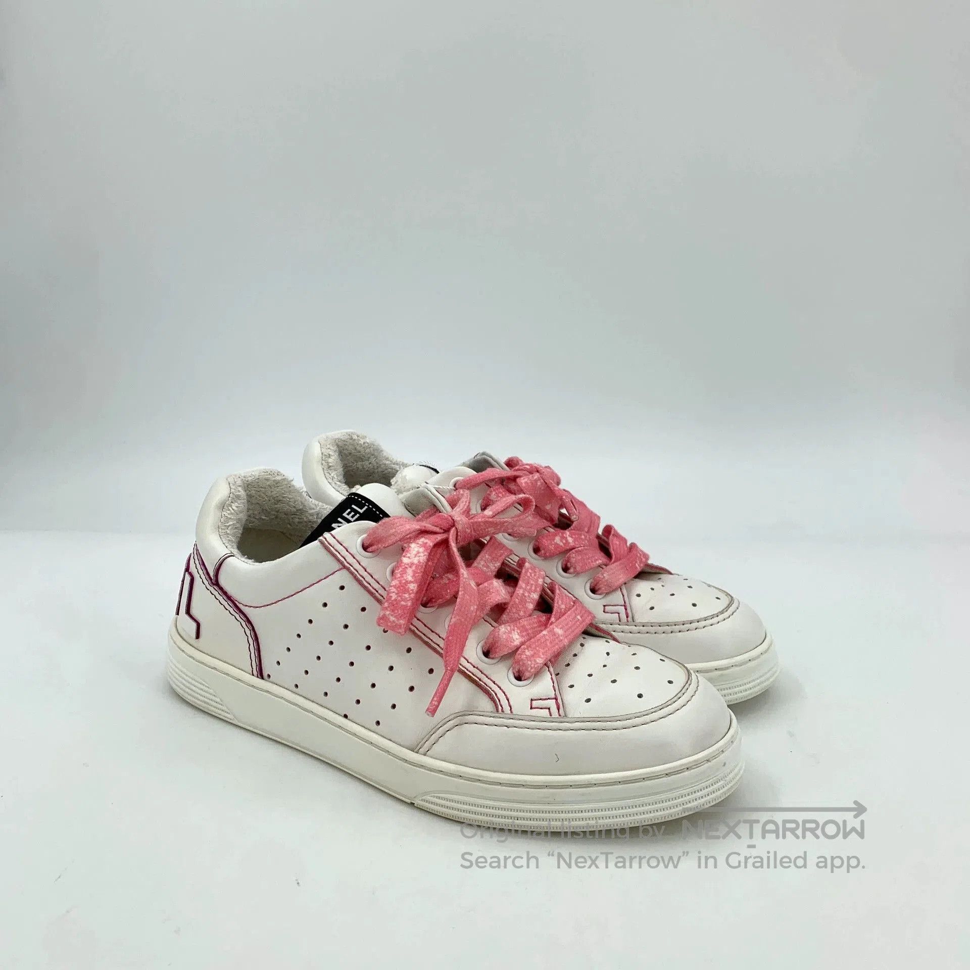 Chanel Chanel Low-Top Pink White Sneakers. Size US 7 / EU 40 - 2 Thumbnail