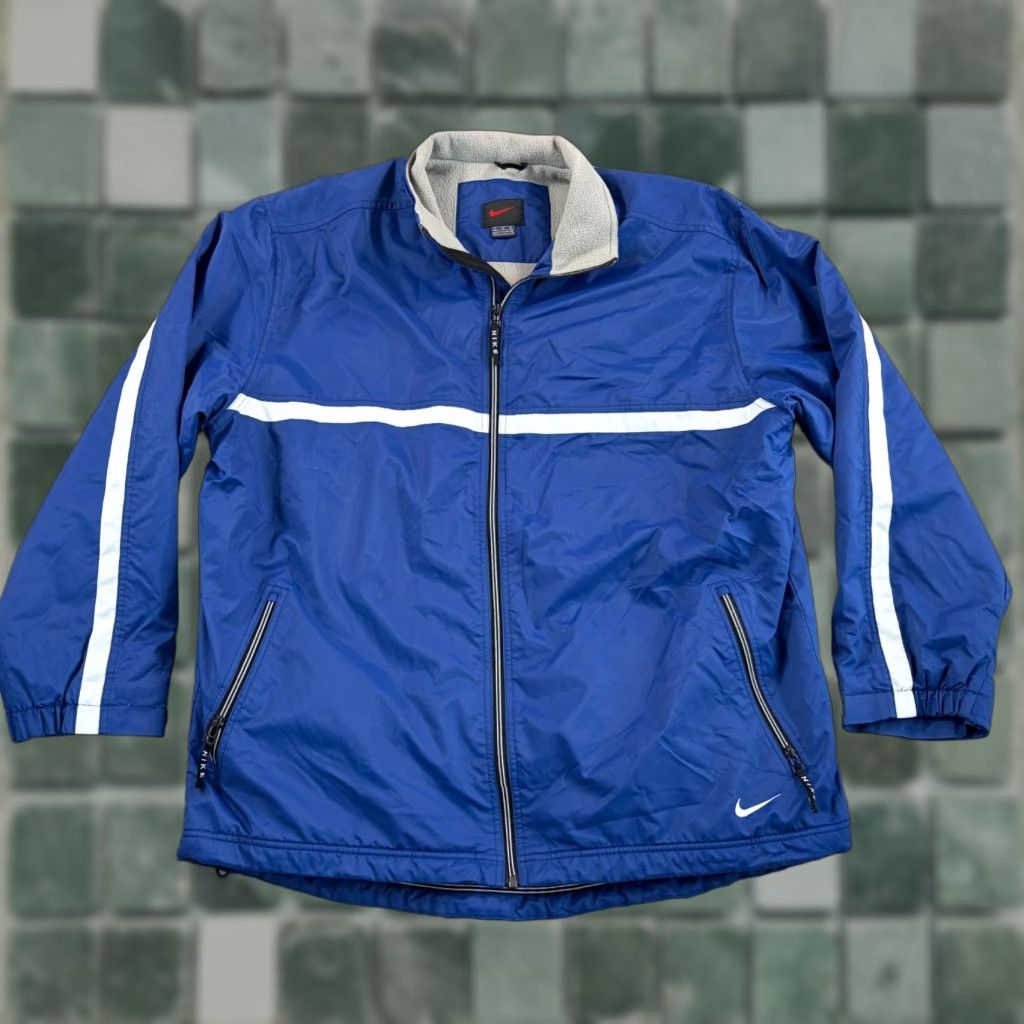 Nike VINTAGE Nike Jacket Mens XL Blue Full Zip Fleece Lined 90s Swoosh Logo Jacket Size US L / EU 52-54 / 3 - 1 Thumbnail