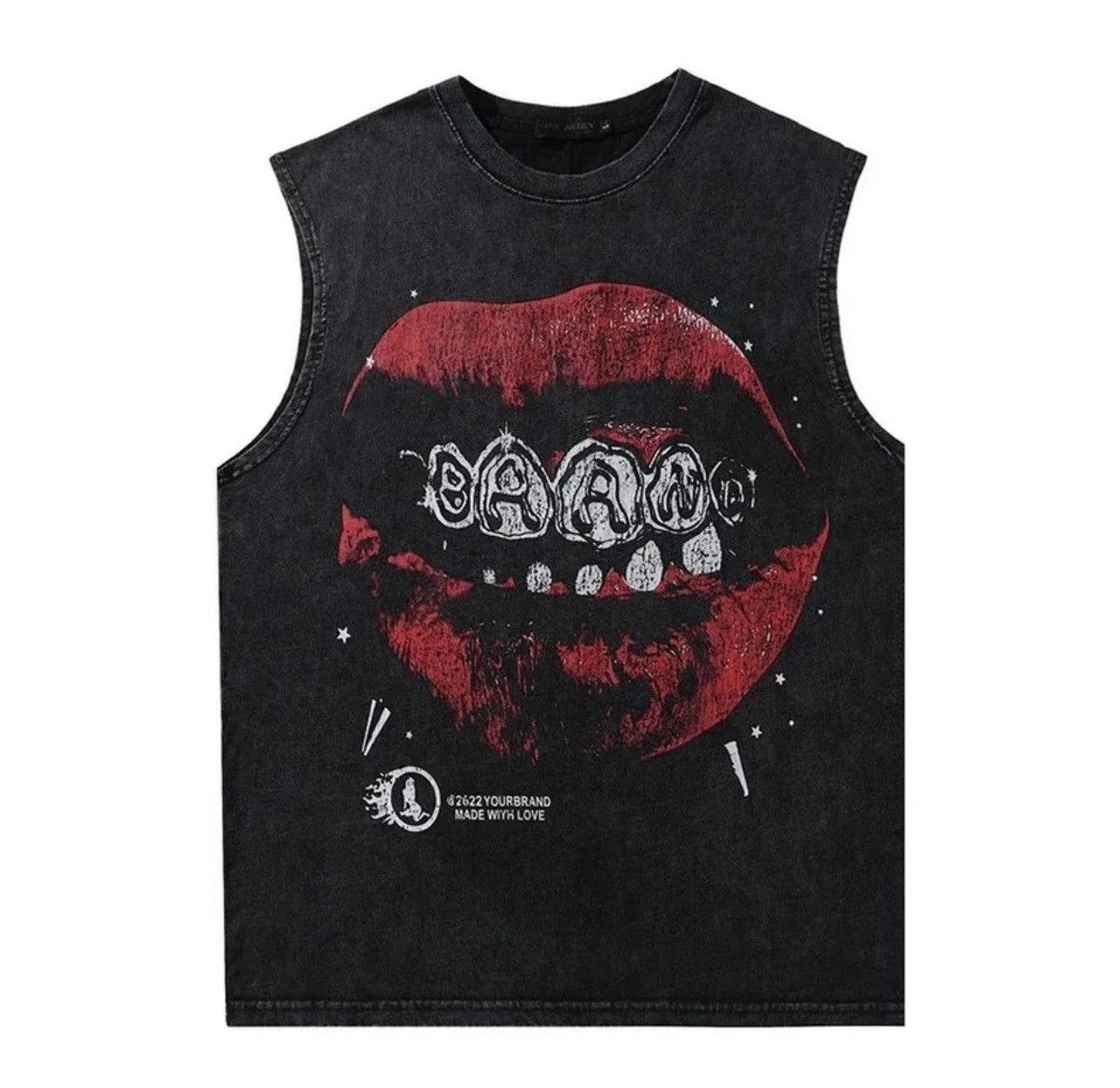 Vintage Gothic Punk Rock Style Lip Print T Shirt Size US XL / EU 56 / 4 - 1 Thumbnail