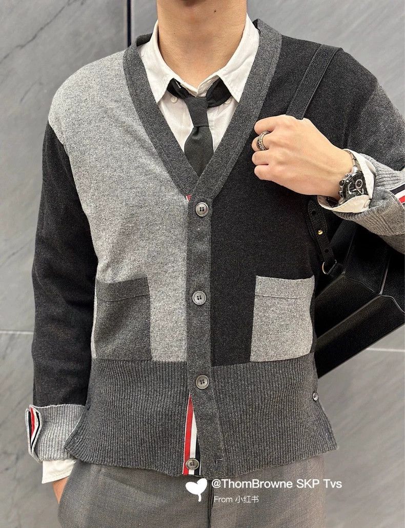 Thom Browne Thom Browne size4 Gray patchwork cardigan Size US XL / EU 56 / 4 - 8 Thumbnail
